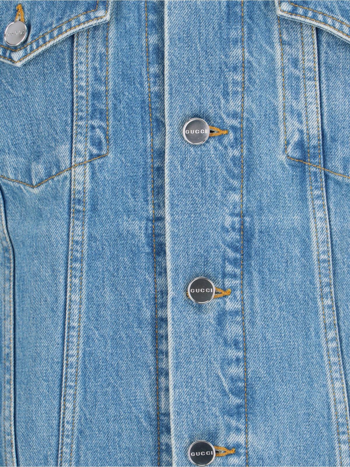 Gucci Double G Denim Jacket In Blue