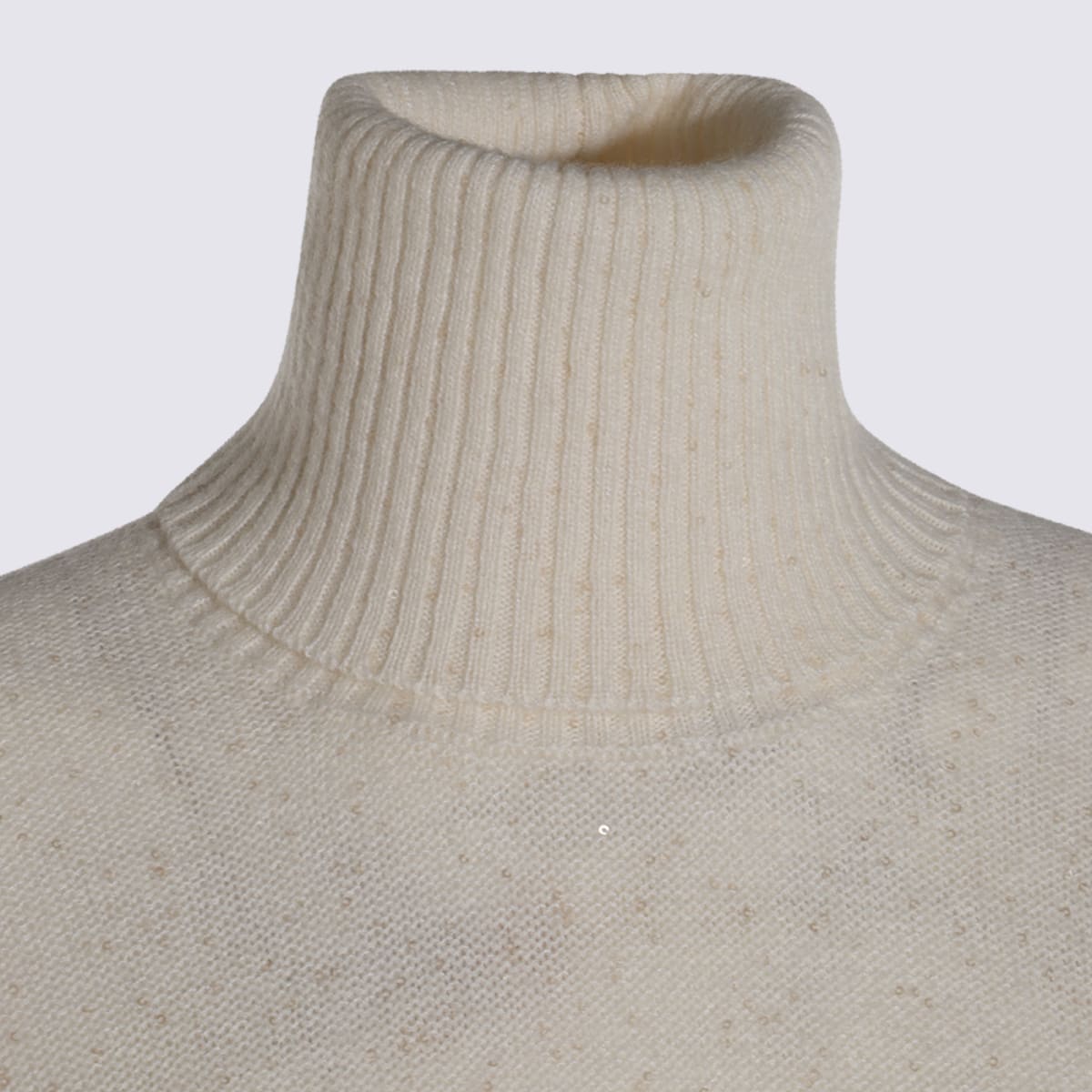 Fabiana Filippi Sequin Turtleneck Sweater Sweaters And Cardigans White In Neutral