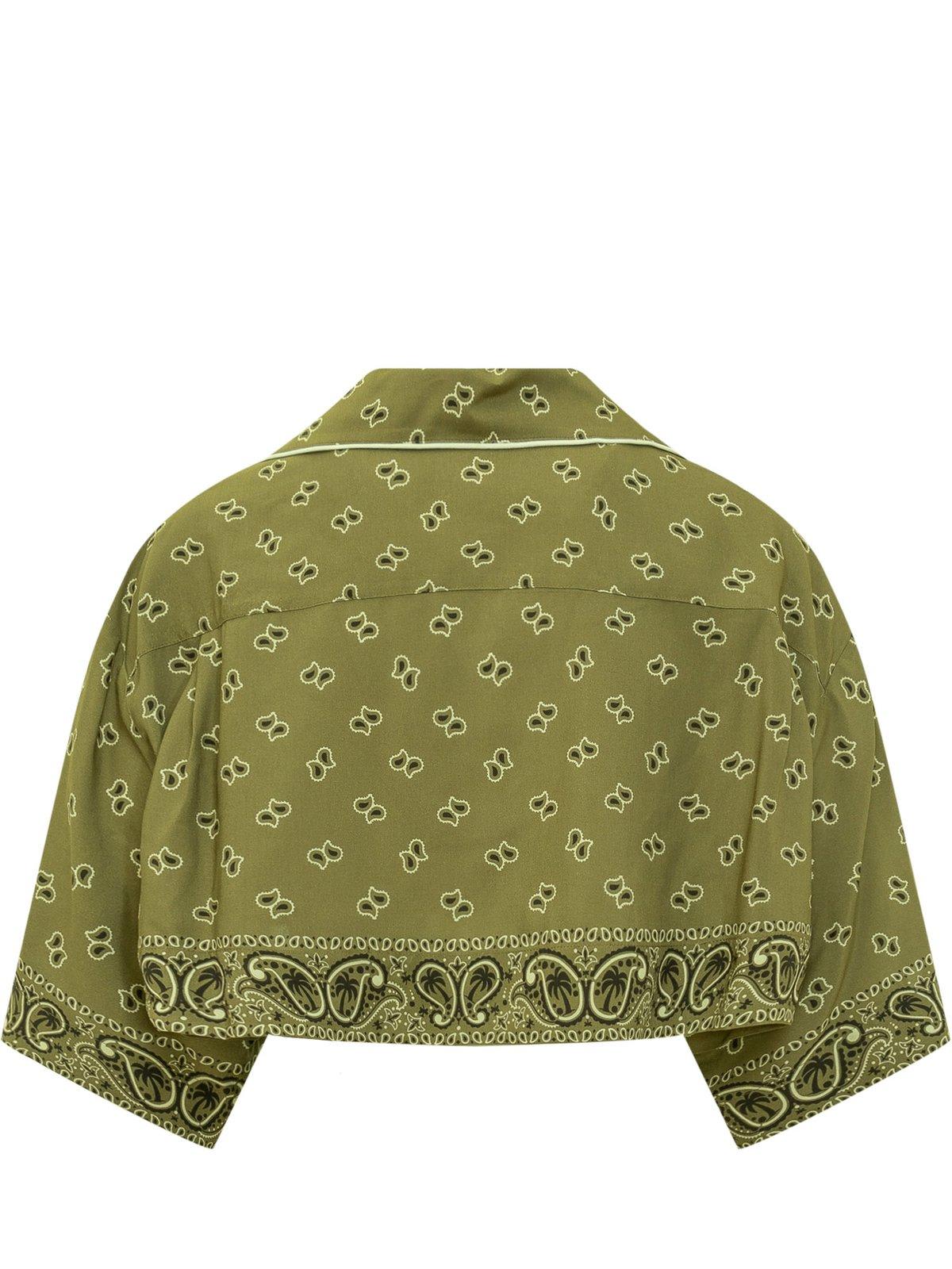 Shop Palm Angels Paisley-printed Short Sleeved Shirt In Green