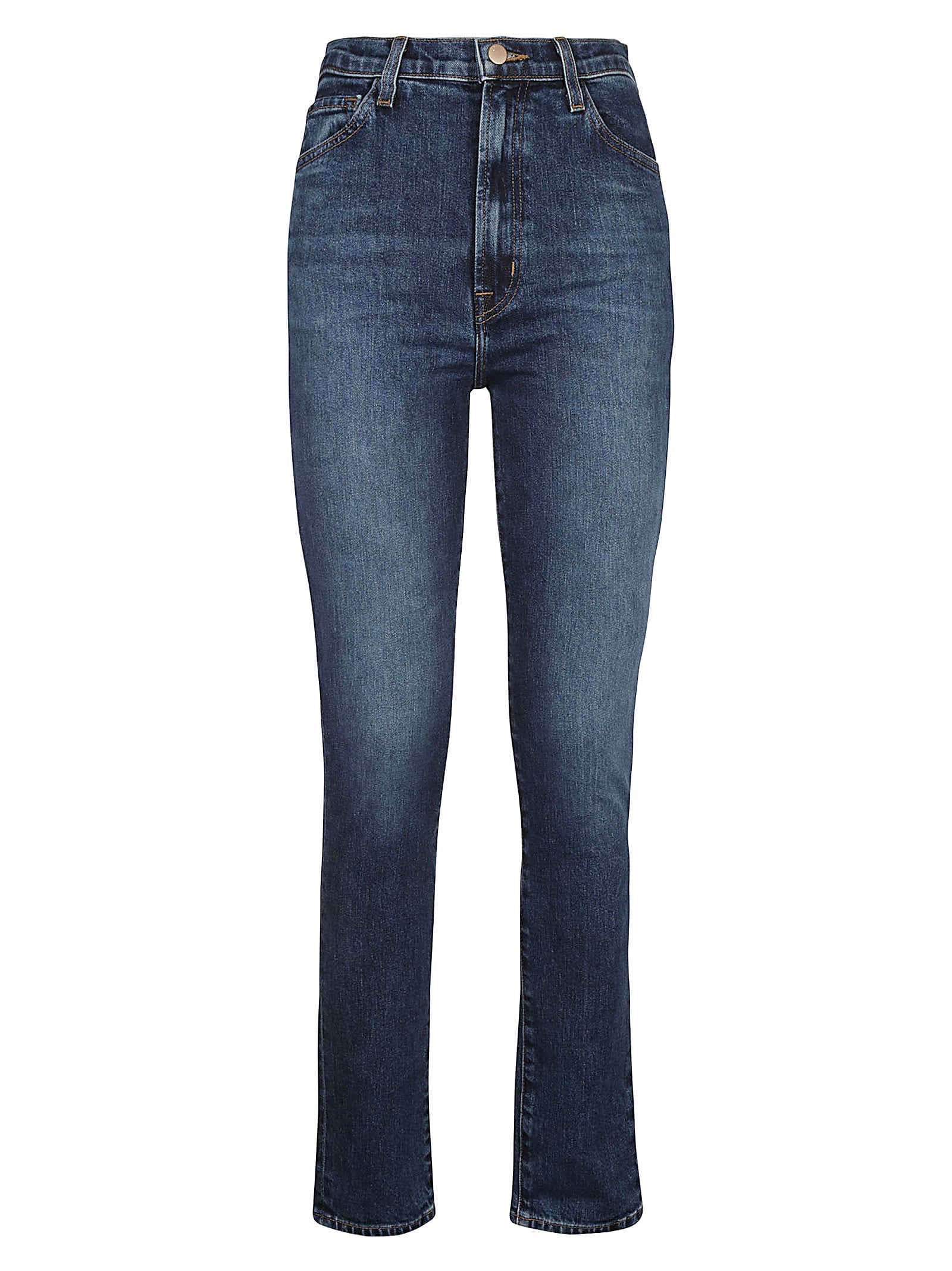 J Brand Runway High Rise Slim Straight Jeans In Pacific Blue