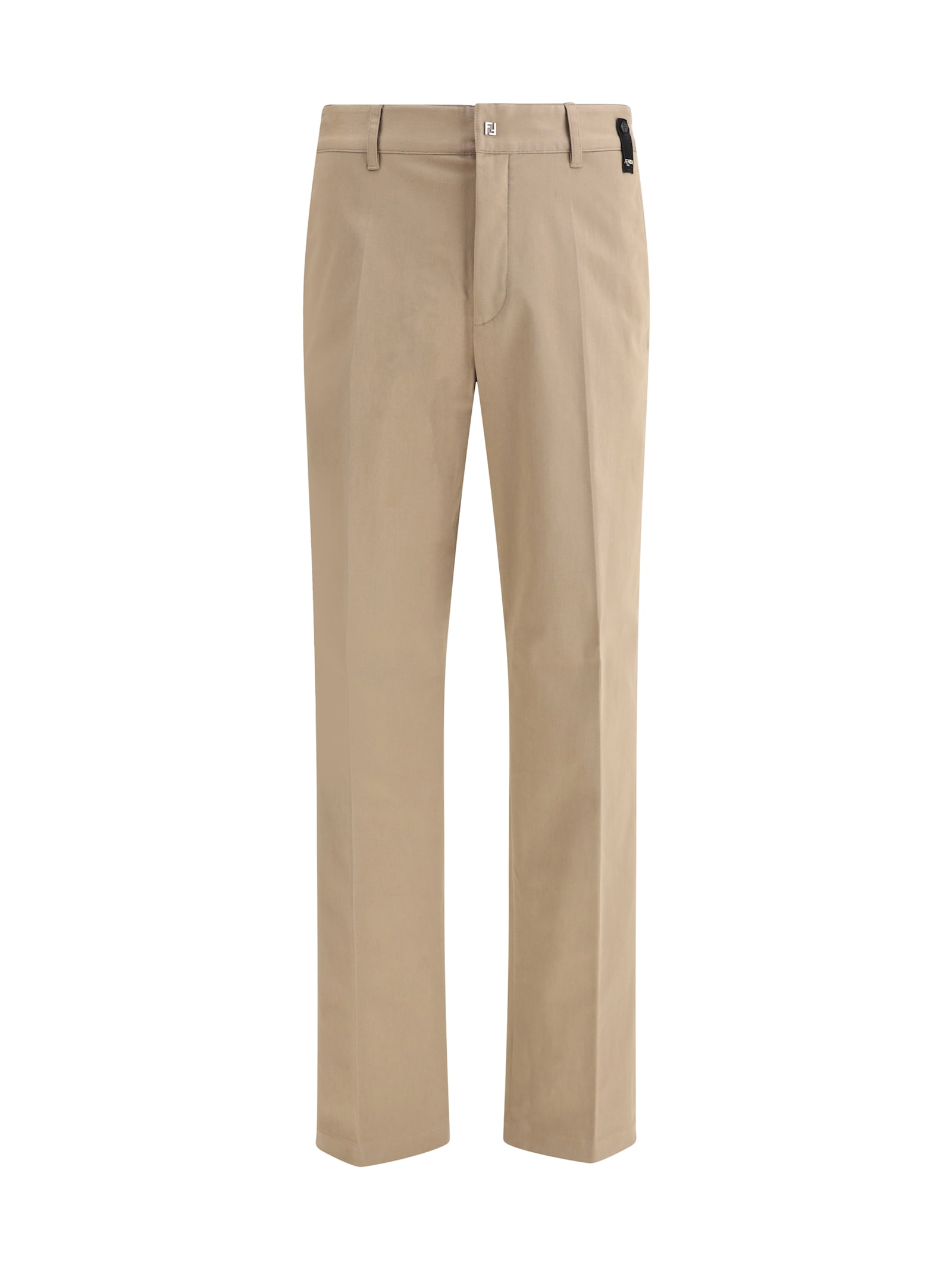 Fendi Cotton Trousers With Hip And Back Pockets In Brown
