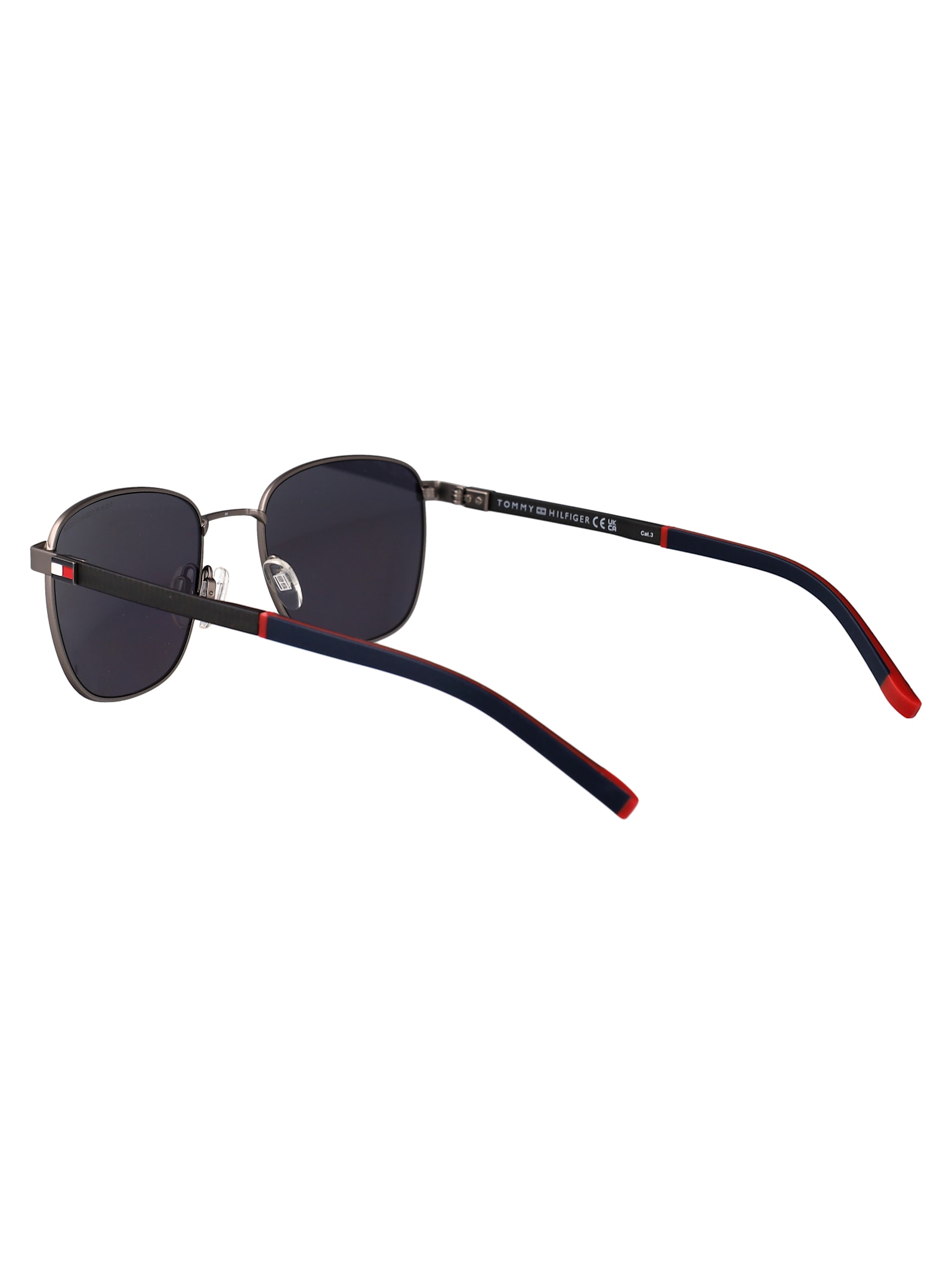 Tommy Hilfiger Dark Ruthenium Blue Stainless Steel Sunglasses In Black