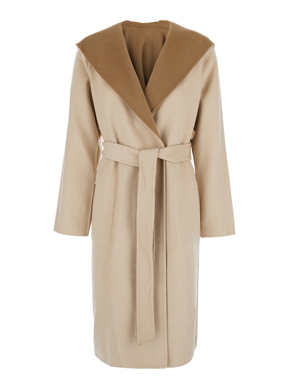 Shop Michael Michael Kors Hooded Wool Wrap Coat In Brown