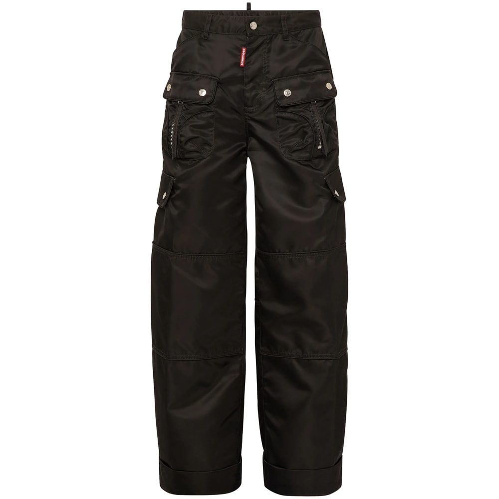 Dsquared2 Satin Cargo Trousers In Black