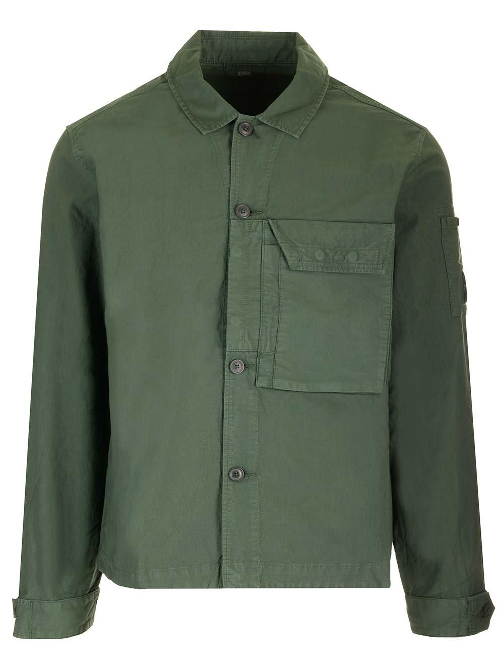 Shop C.p. Company Ottoman Collared Shirt In Green