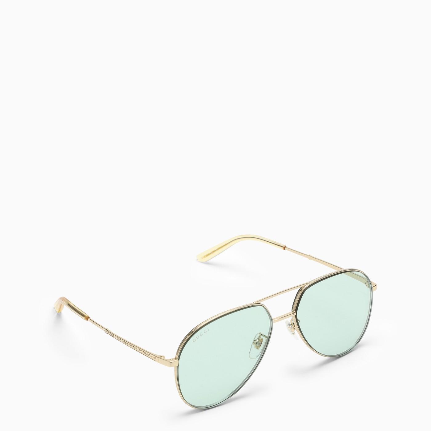 Shop Gucci Aviator Green Sunglasses