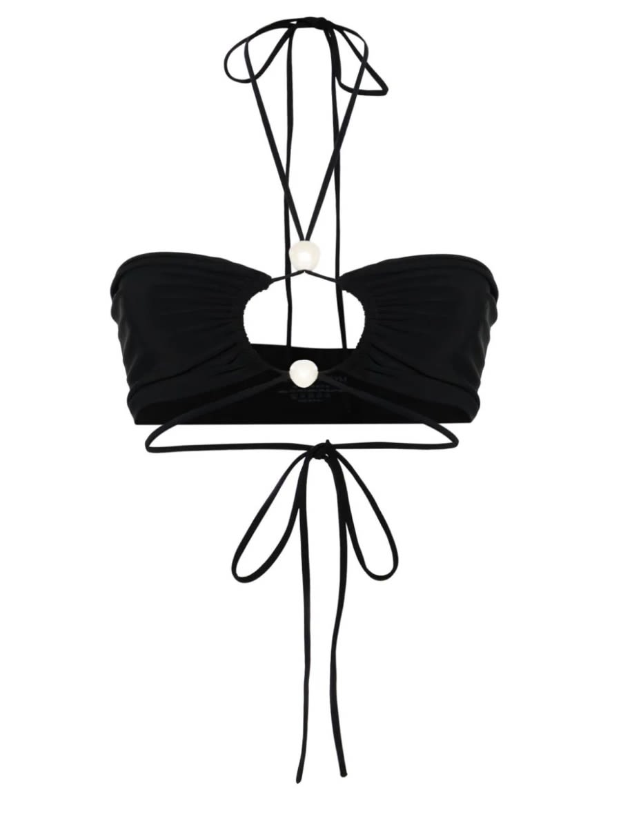 Shop Magda Butrym Pearl Bikini Top In Black