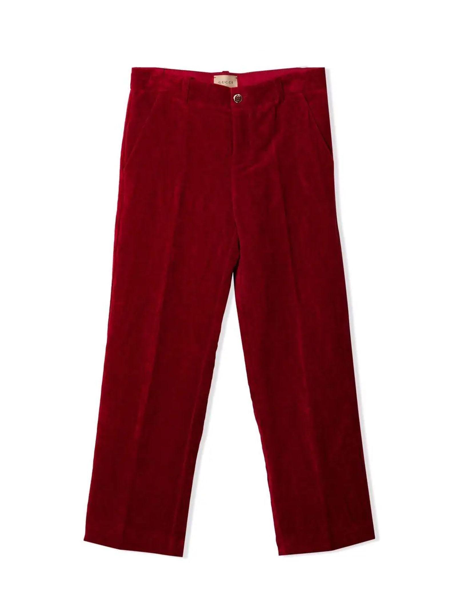 Gucci Cherry-red Cotton-blend Trousers