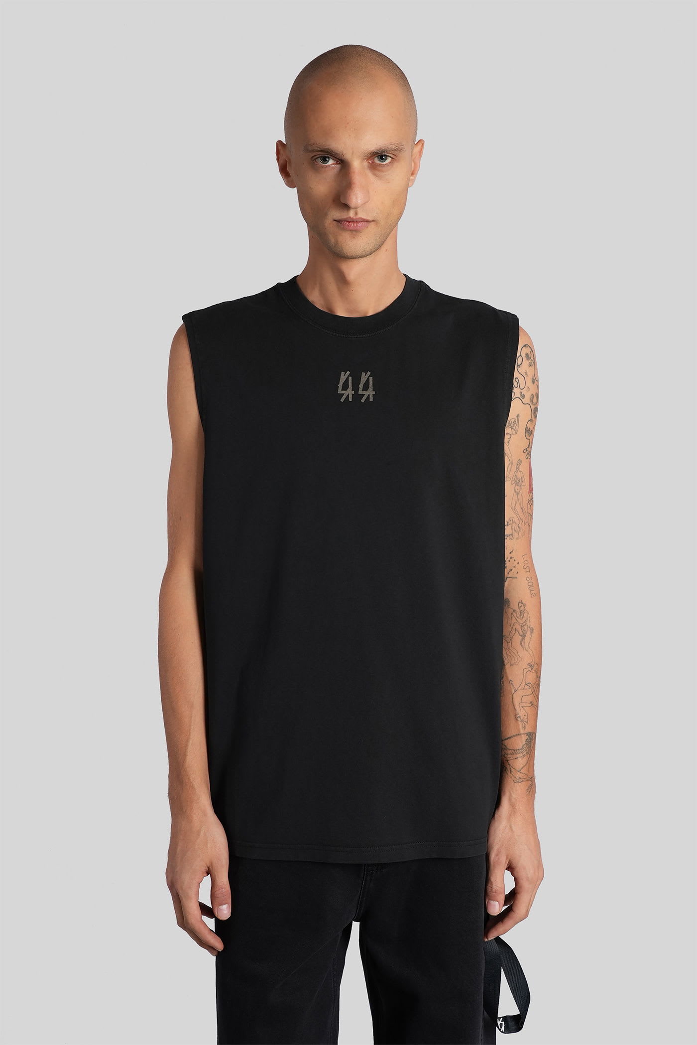 44 Label Group Tank Top In Black Cotton In Black
