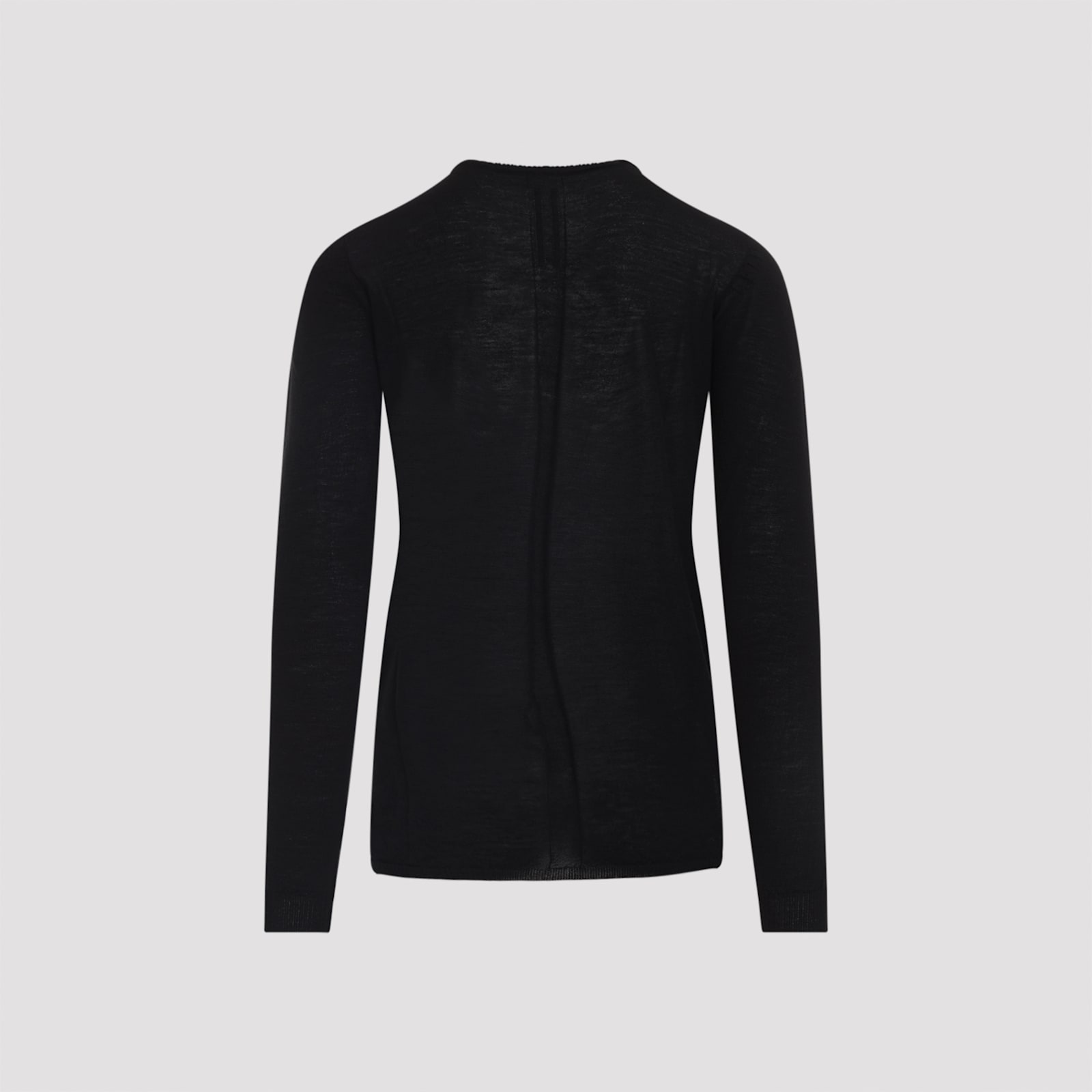 Rick Owens Black Cotton Ribbed Long Sleeves T-shirt In Black