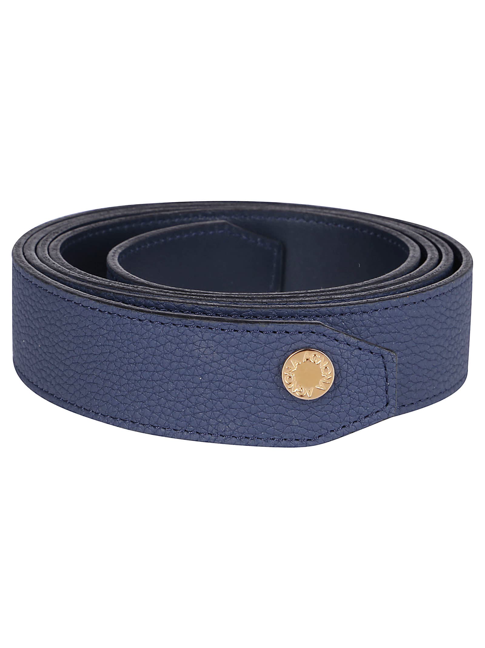 Agnona Dark Blue Leather Belt In Indigo