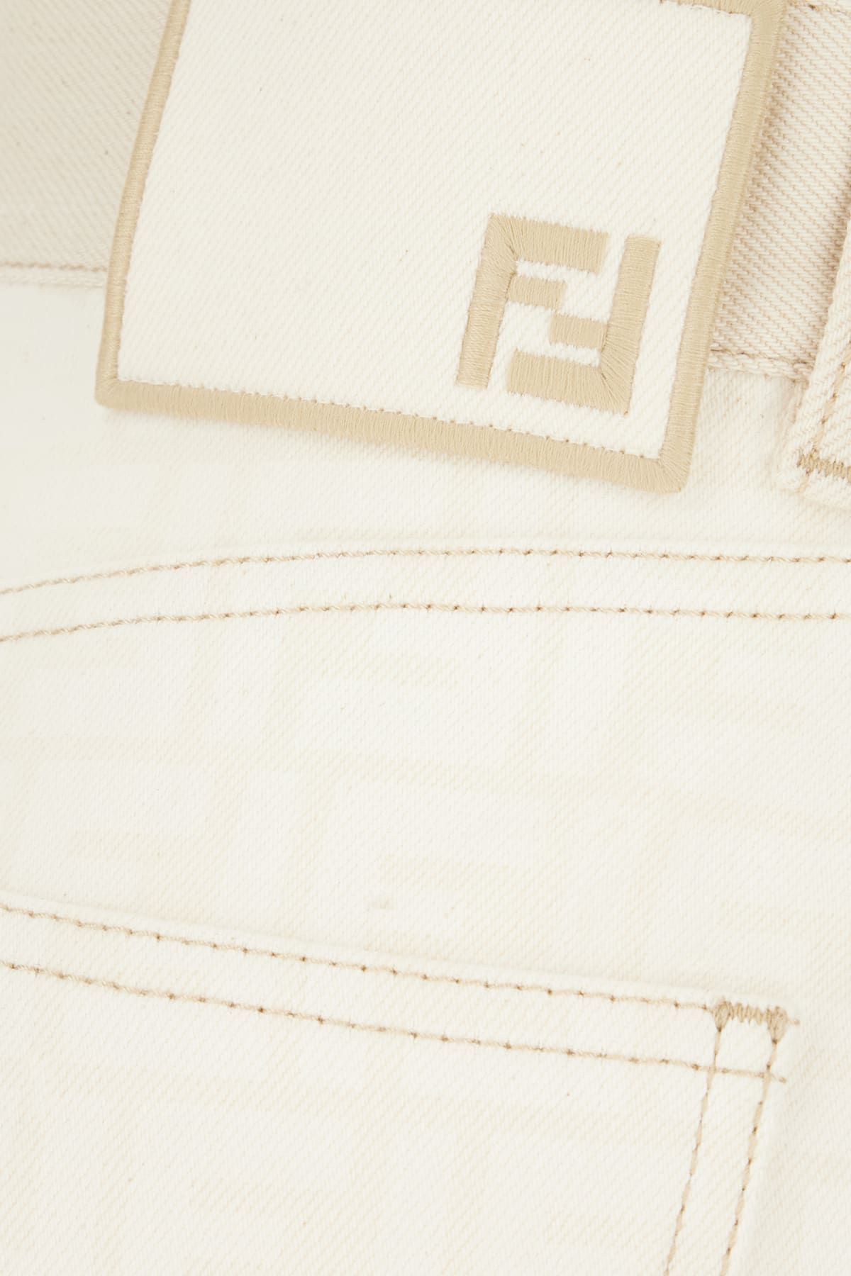 Fendi Multicolor Denim Jeans In Off White