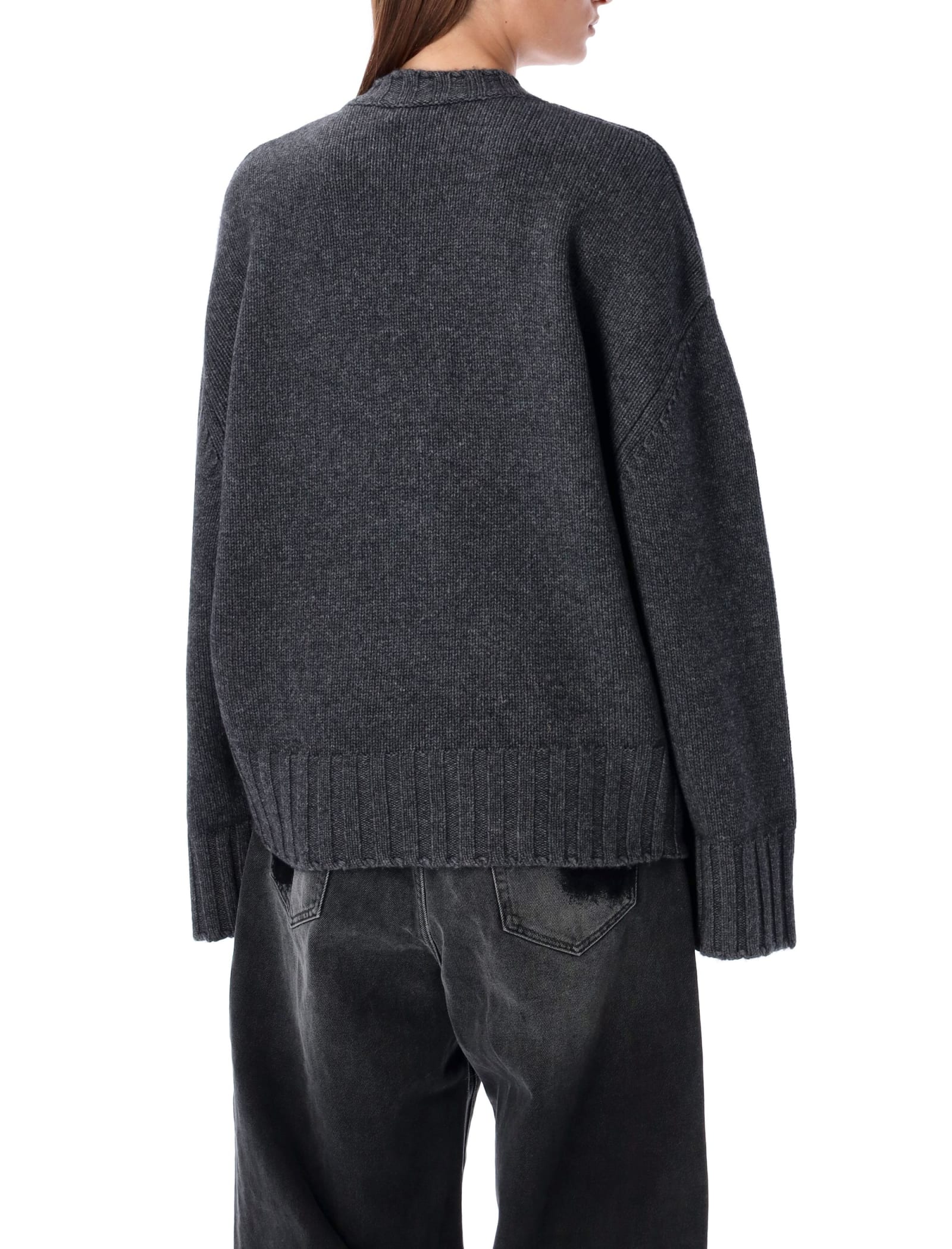 Attico Asymmetric Wool Cashmere Sweater In Grey