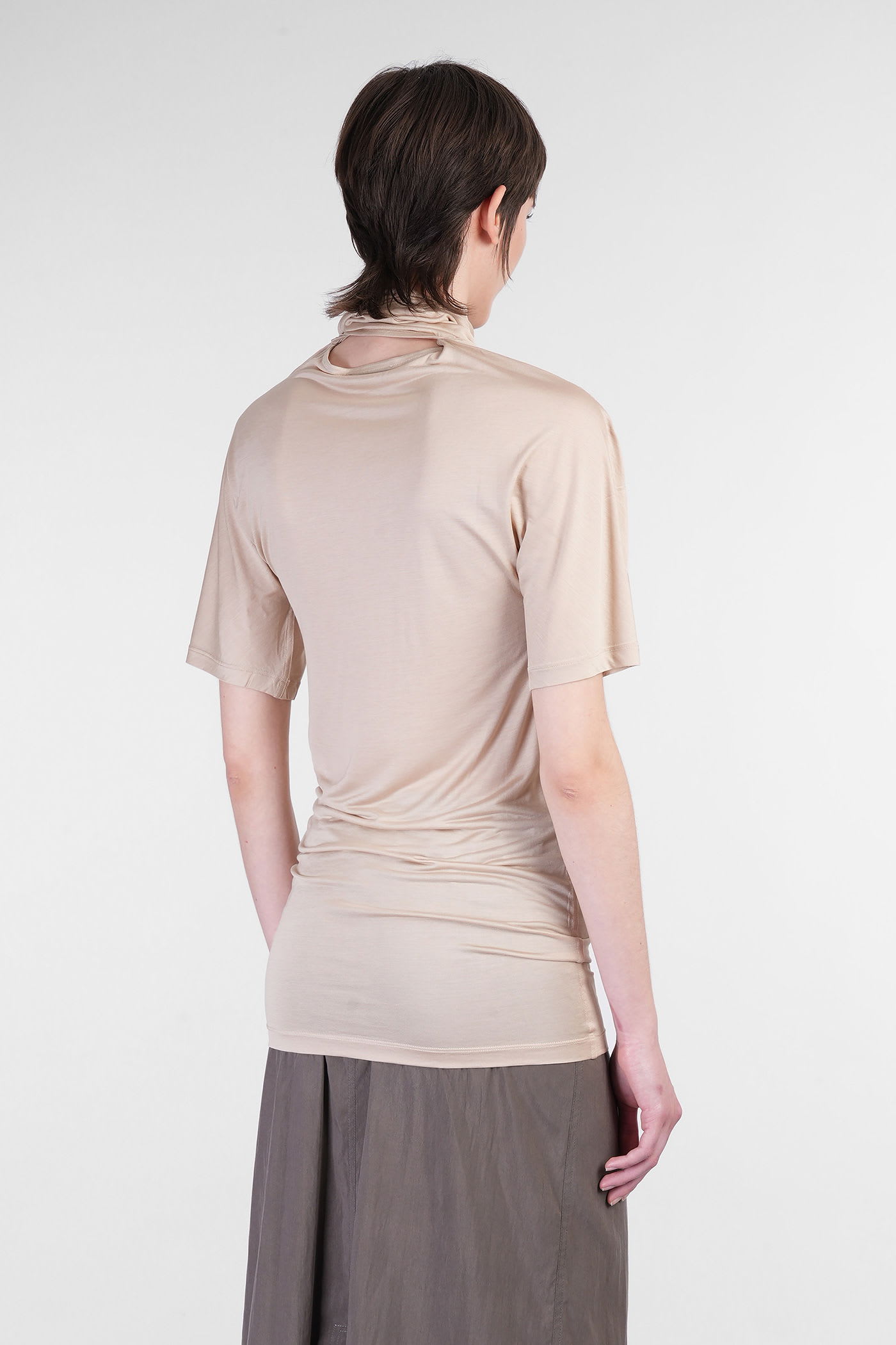 Lemaire T-shirt In Beige Silk