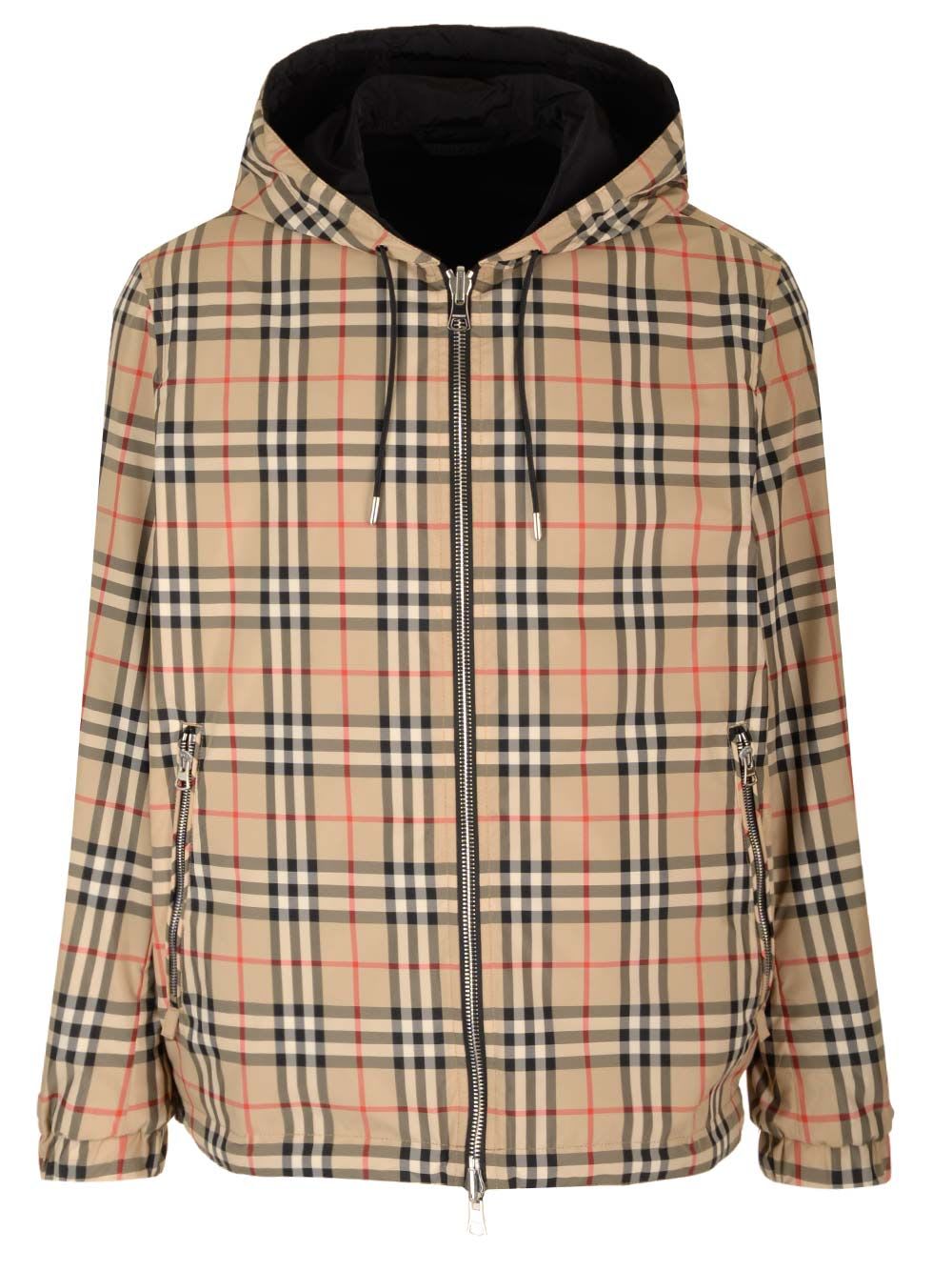 Shop Burberry Reversible Check Jacket In Beige