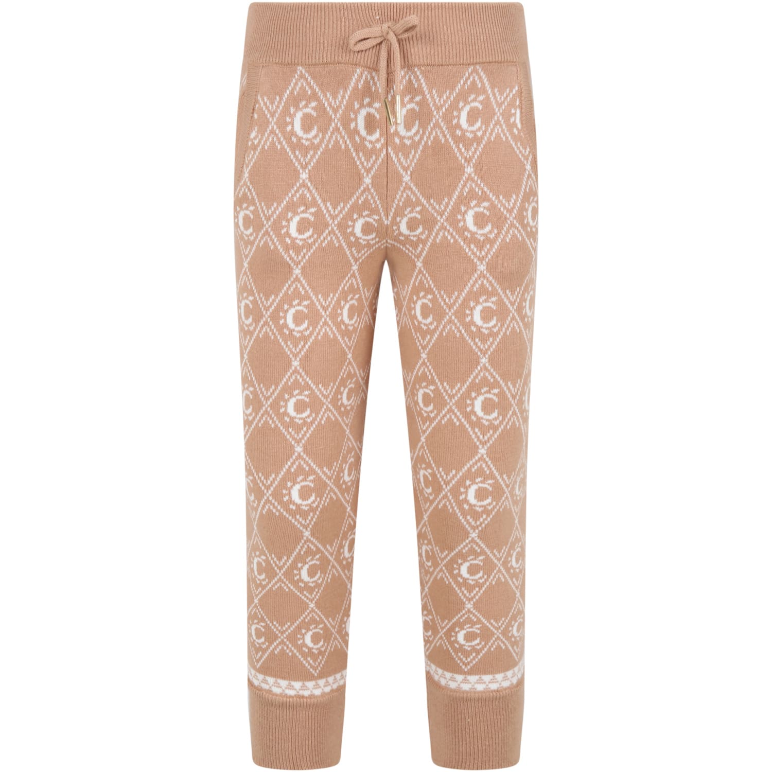CHLOÉ BROWN TROUSERS FOR GIRL WITH LOGO,C14682 231