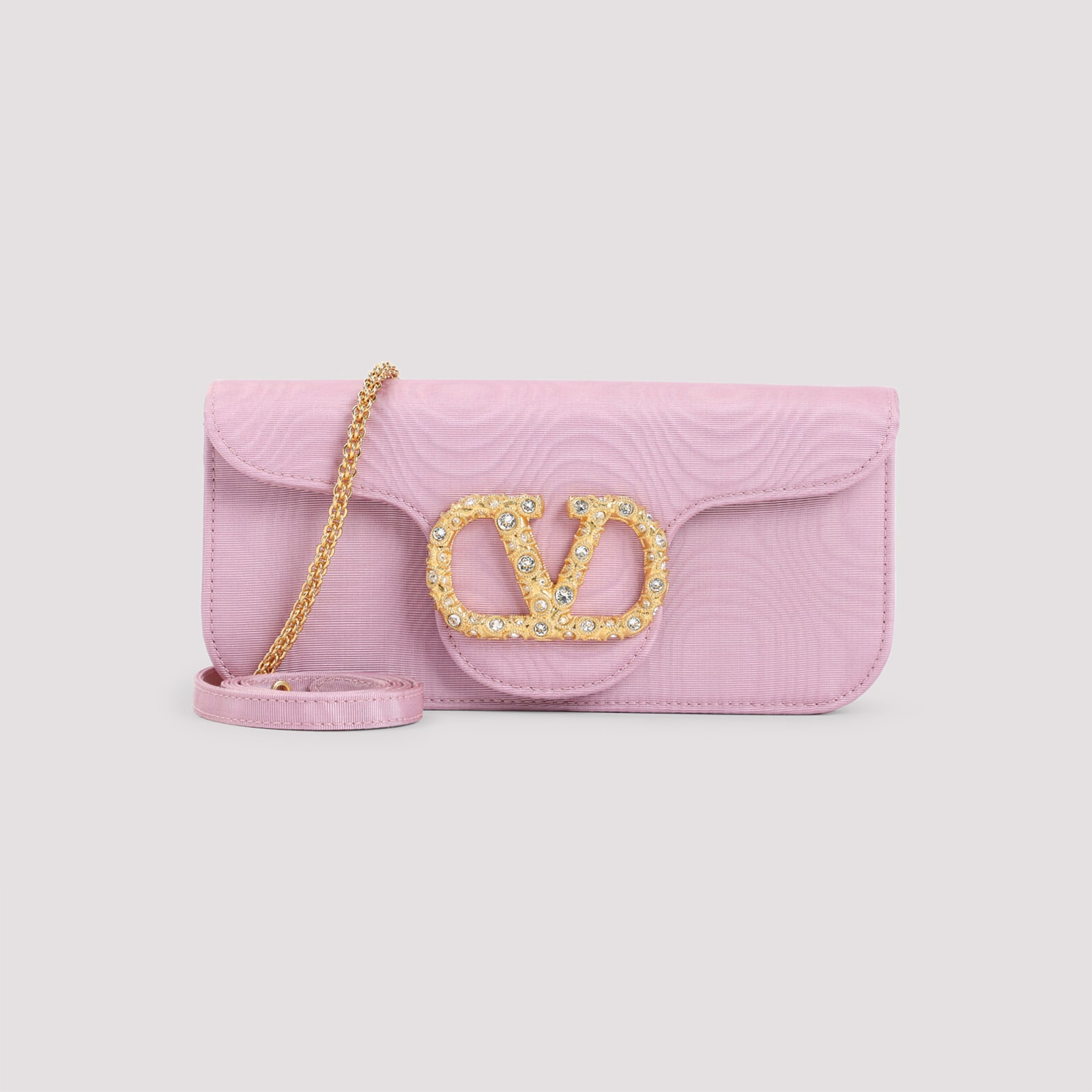 Valentino Garavani Textured Moire Clutch With Signature Logo