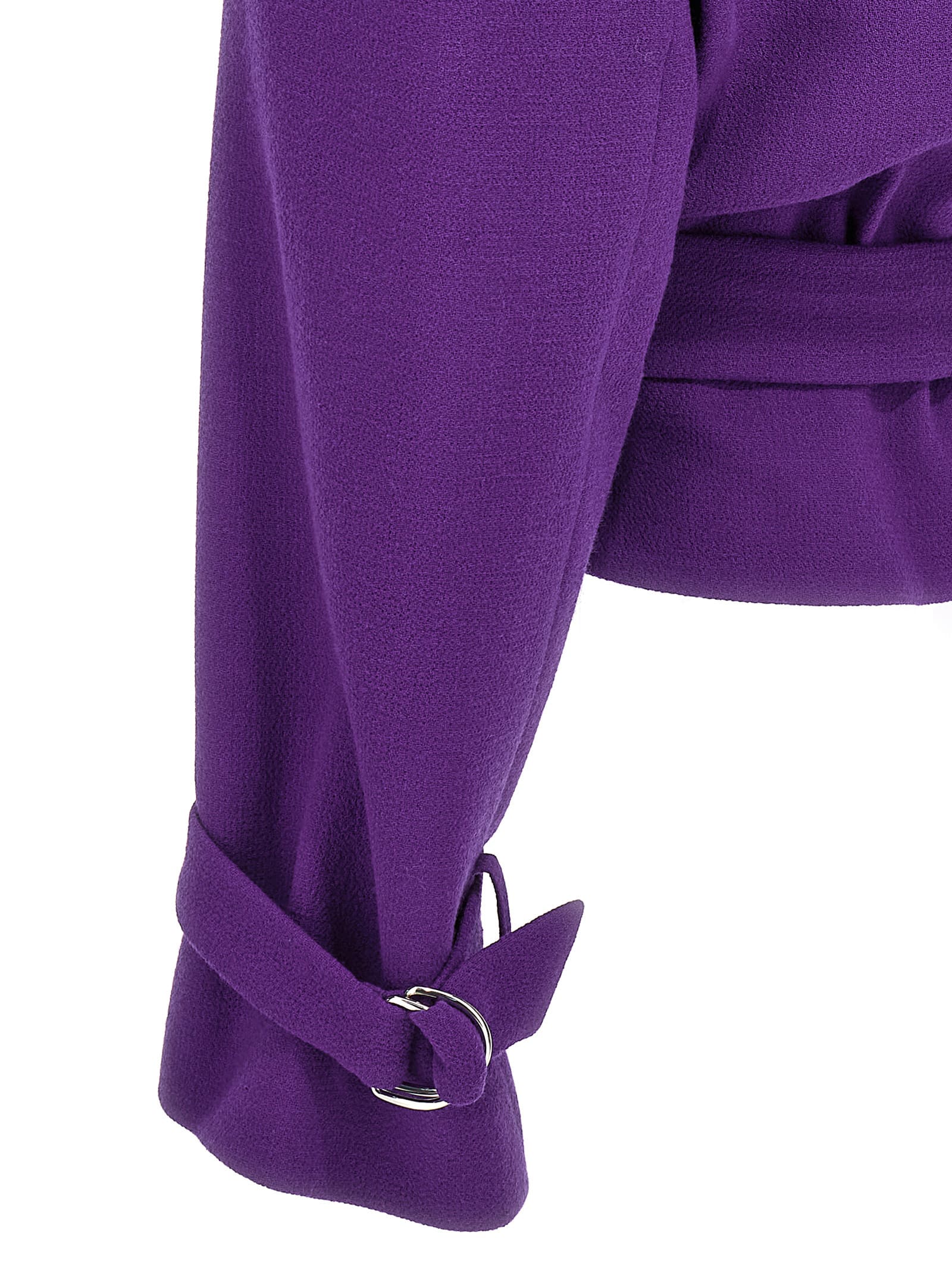 Shop Alexandre Vauthier Cropped Blazer In Purple