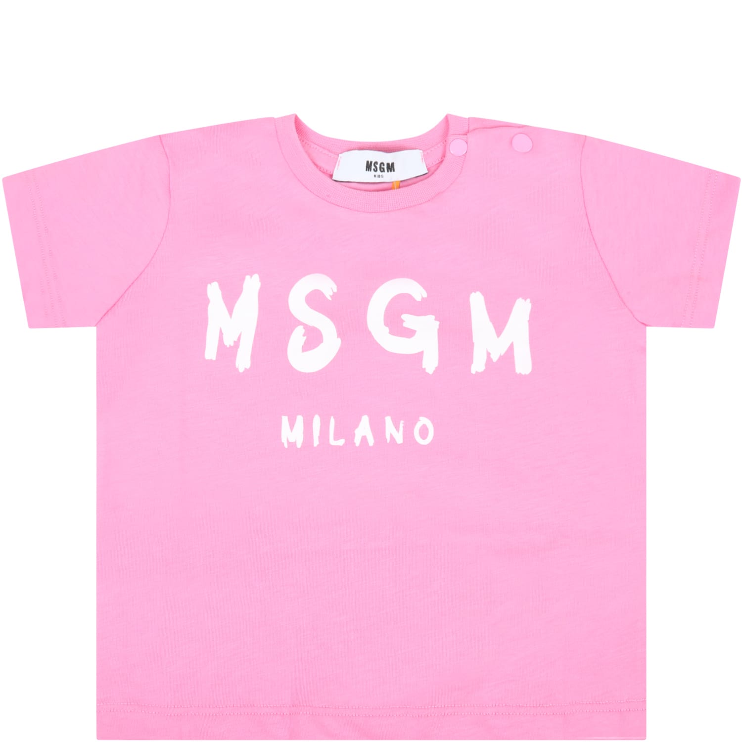 MSGM Pink T-shirt For Babygirl With Logo