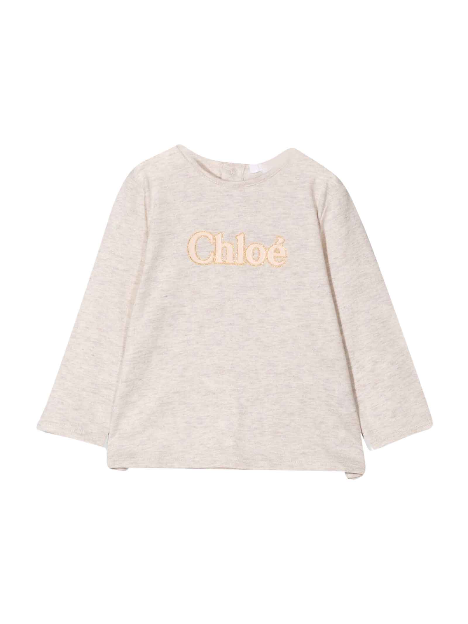 Chloé Beige T-shirt With Chloe Kids Print