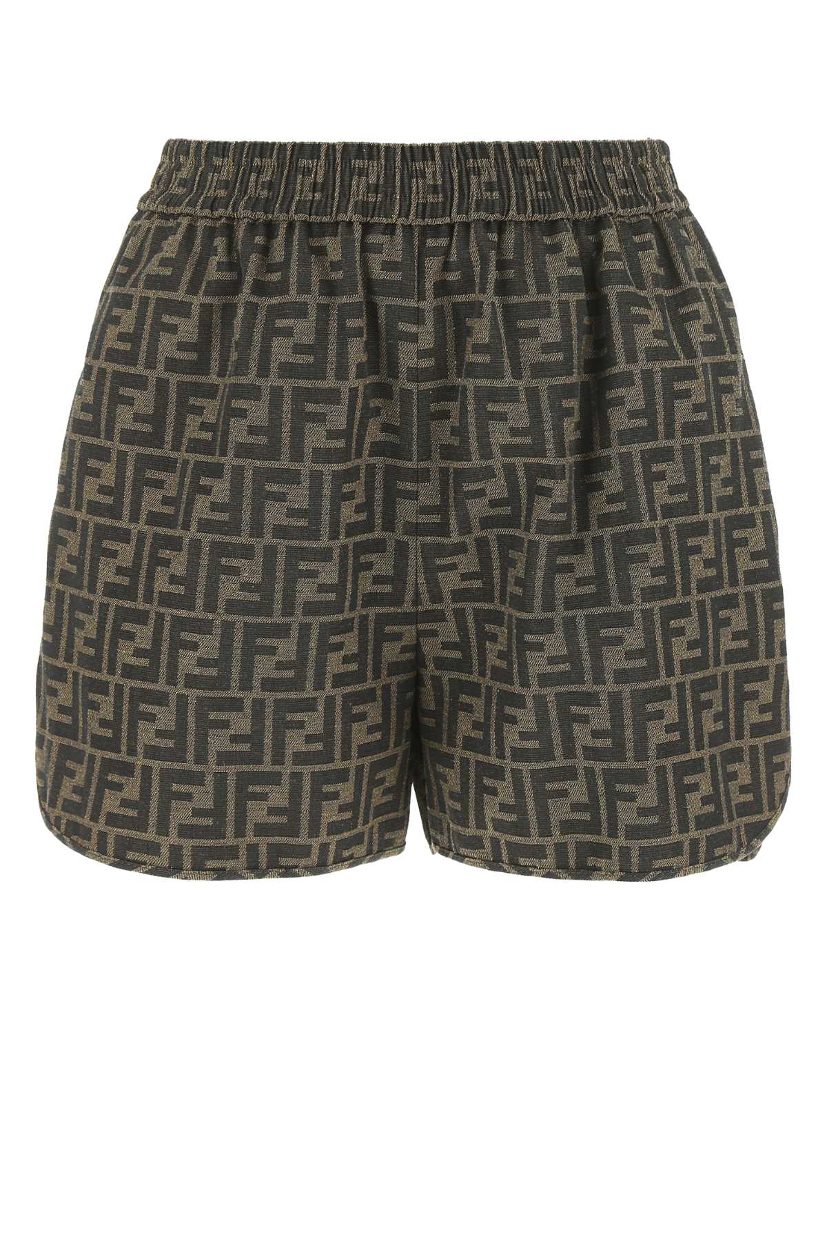 Shop Fendi Embroidered Polyester Blend Shorts In F118w