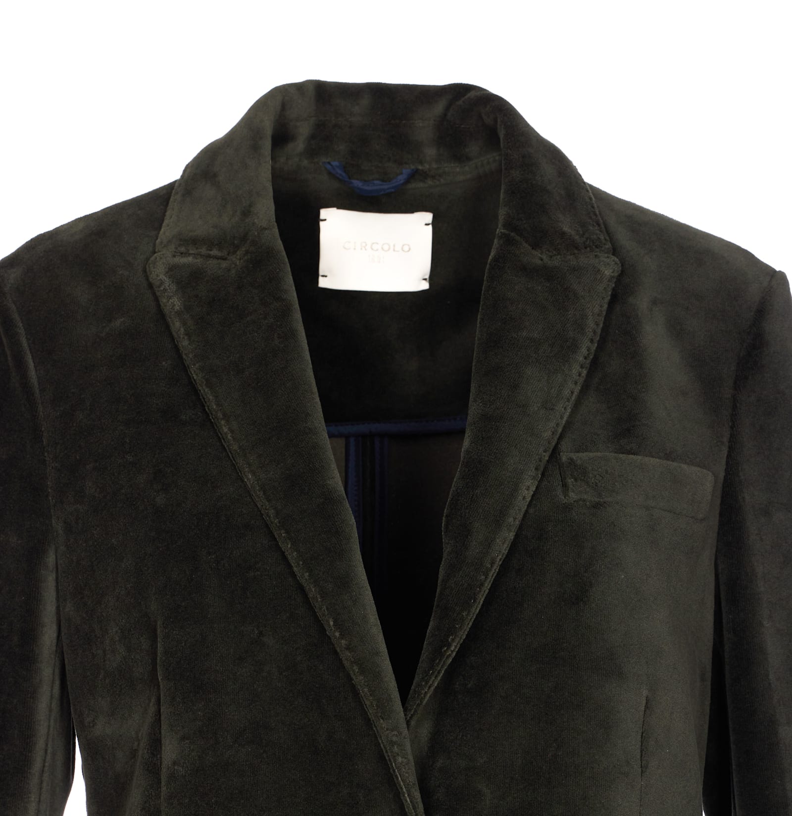 Circolo 1901 Velvet V-neck Jacket Notched Lapel In Green