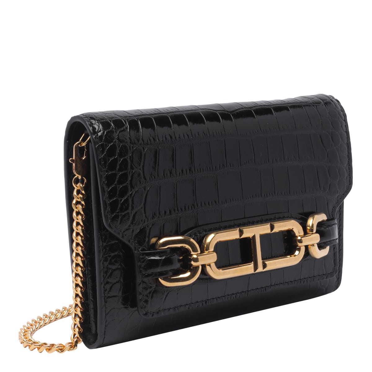 Shop Tom Ford Shiny Crocodile Crossbody Bag In Black