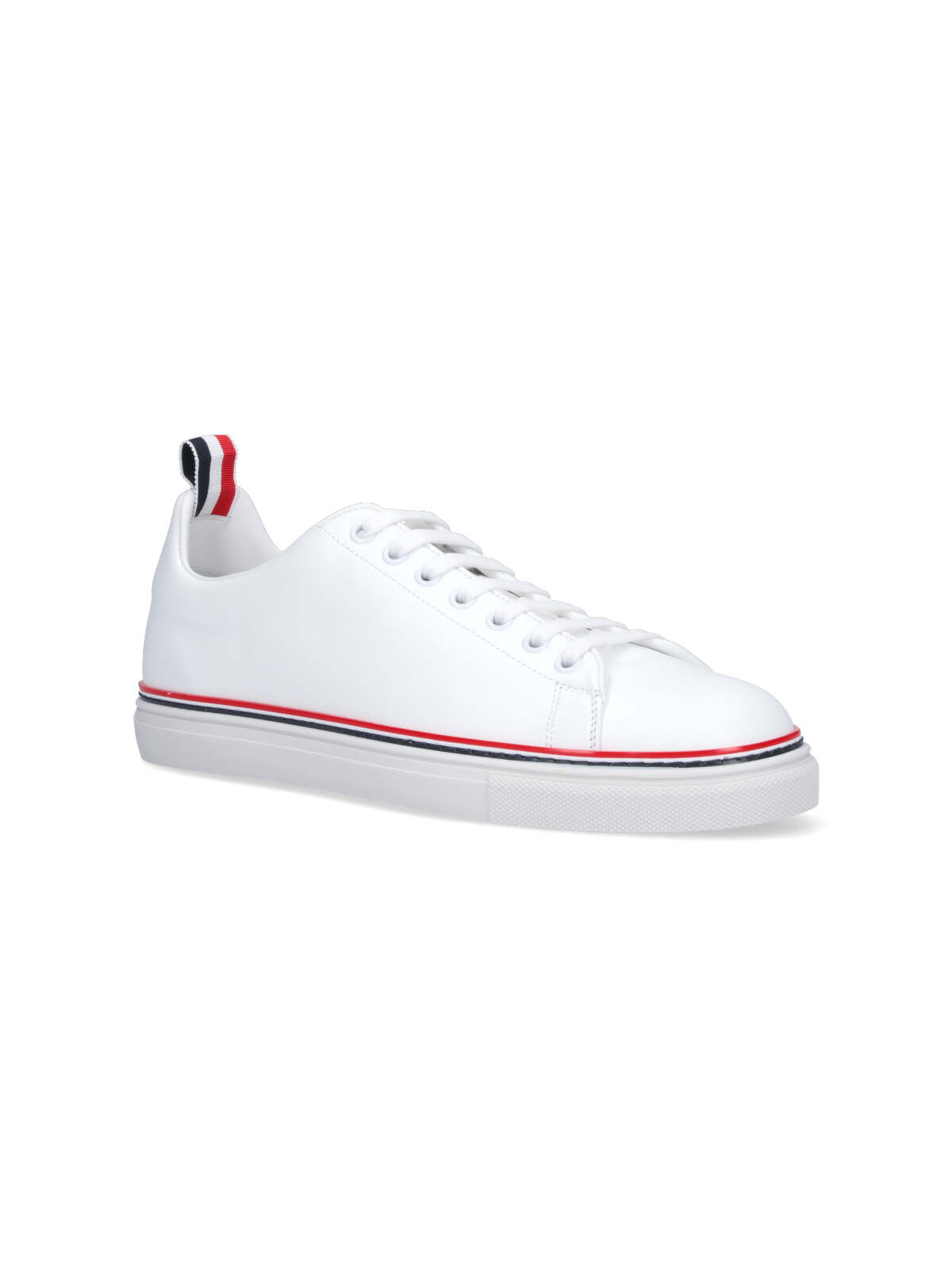 THOM BROWNE CALF LEATHER TENNIS SHOES