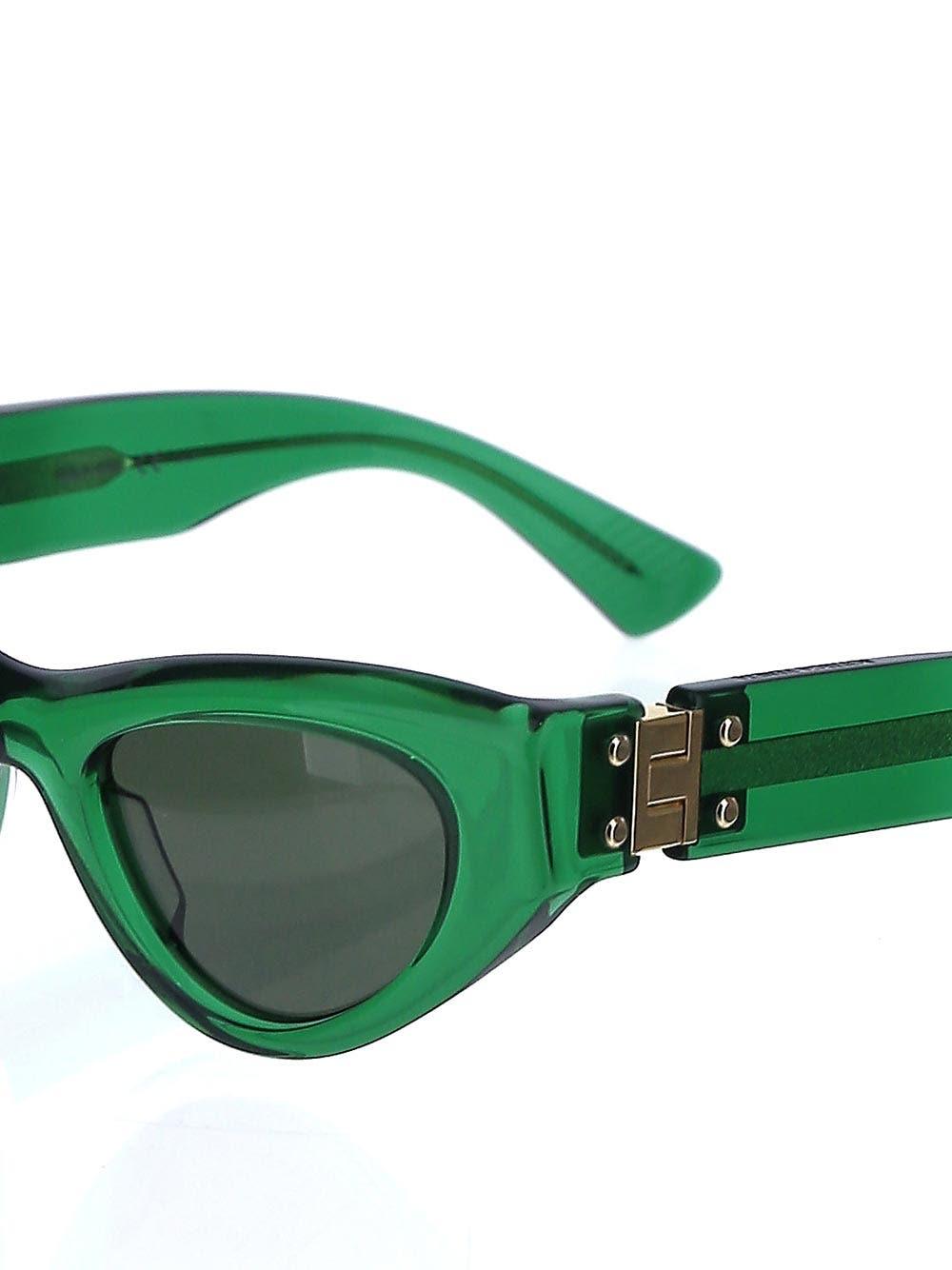 Shop Bottega Veneta Green Sunglasses