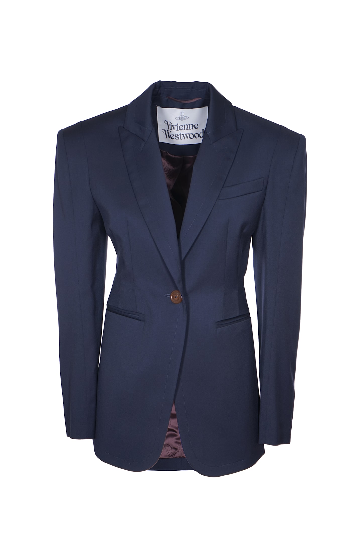 Shop Vivienne Westwood Single-buttoned Fitted Blazer In Navy