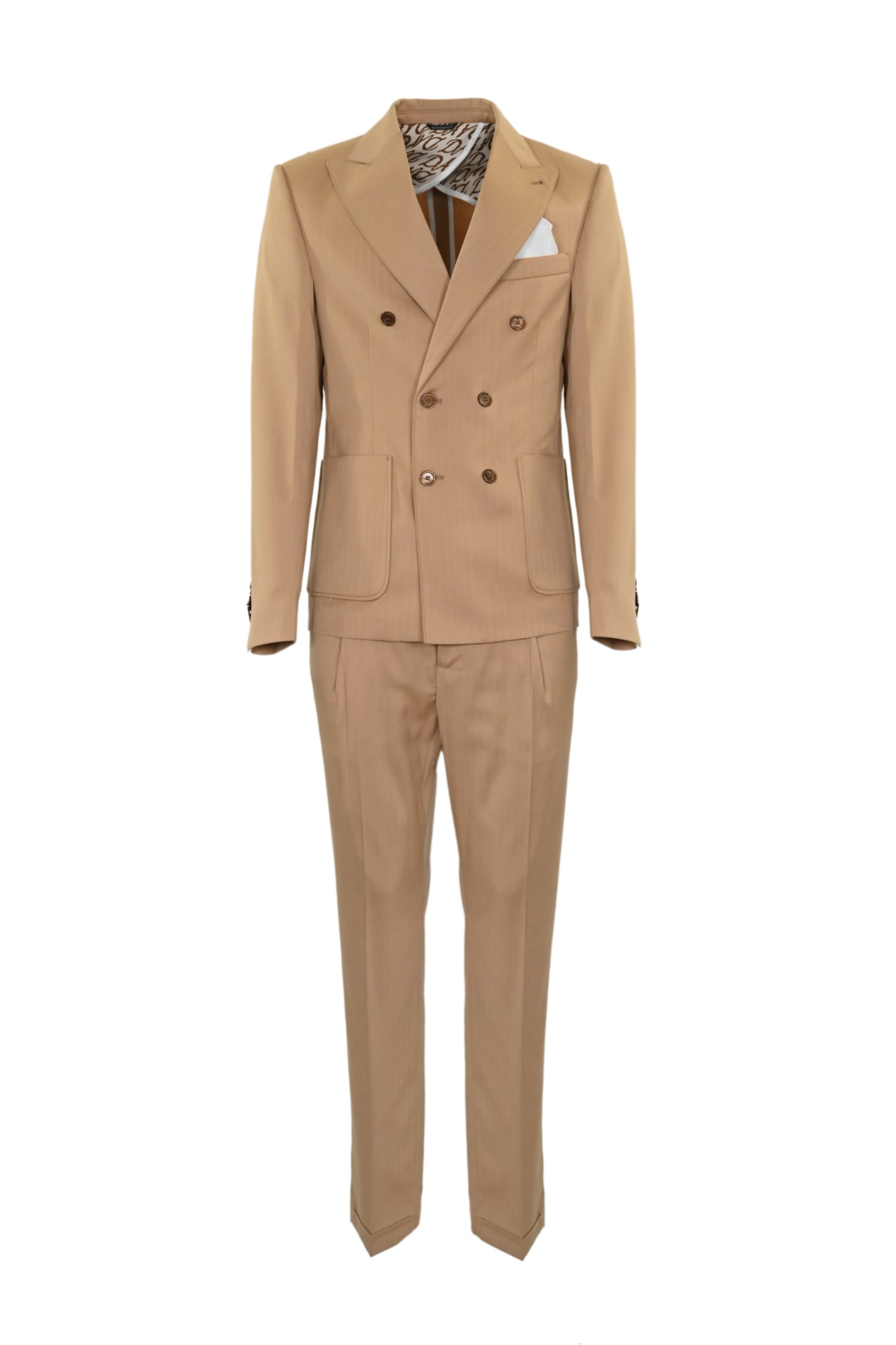Camel Double-breasted Suit