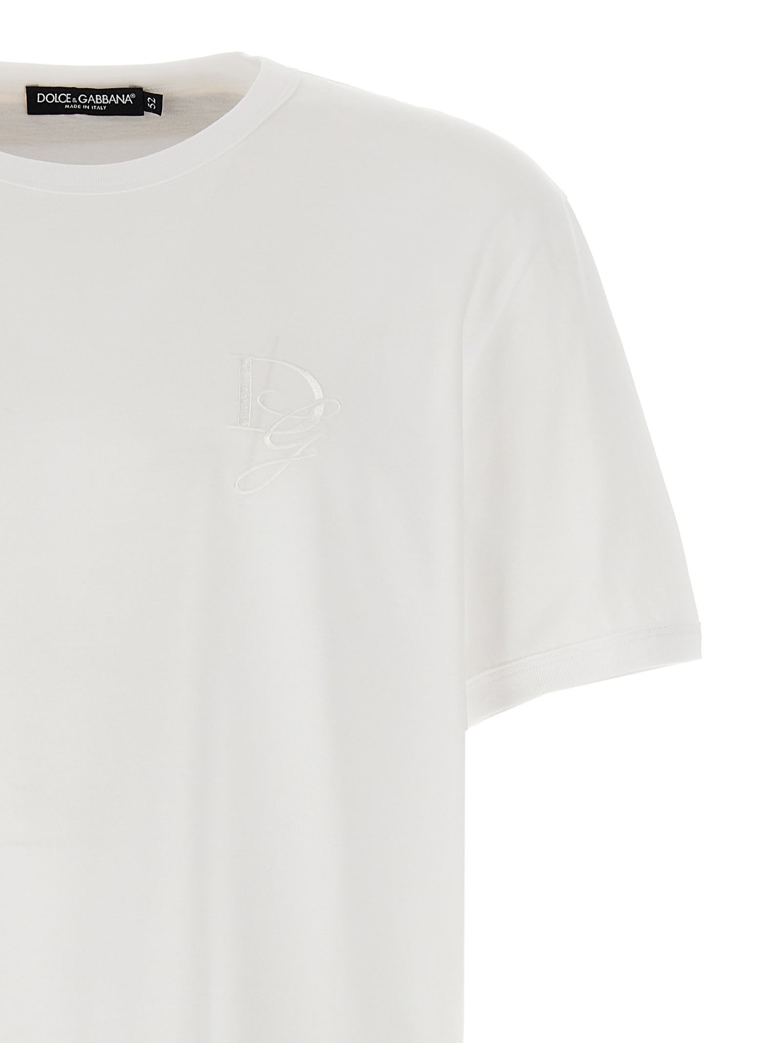 Shop Dolce & Gabbana Logo Embroidery T-shirt In White