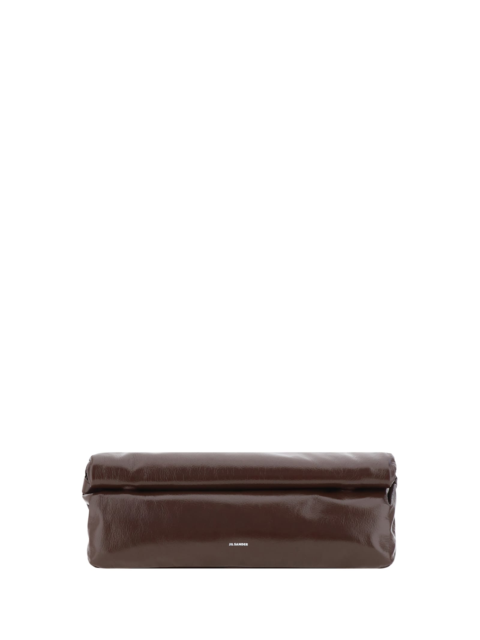 Shop Jil Sander Medium Rollup Shoulder Bag In Chocolate Plum