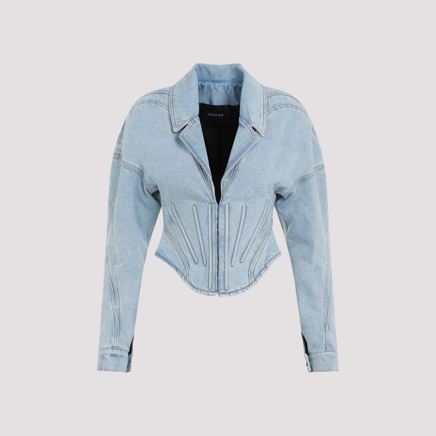 Shop Mugler Jacket In Light Blue