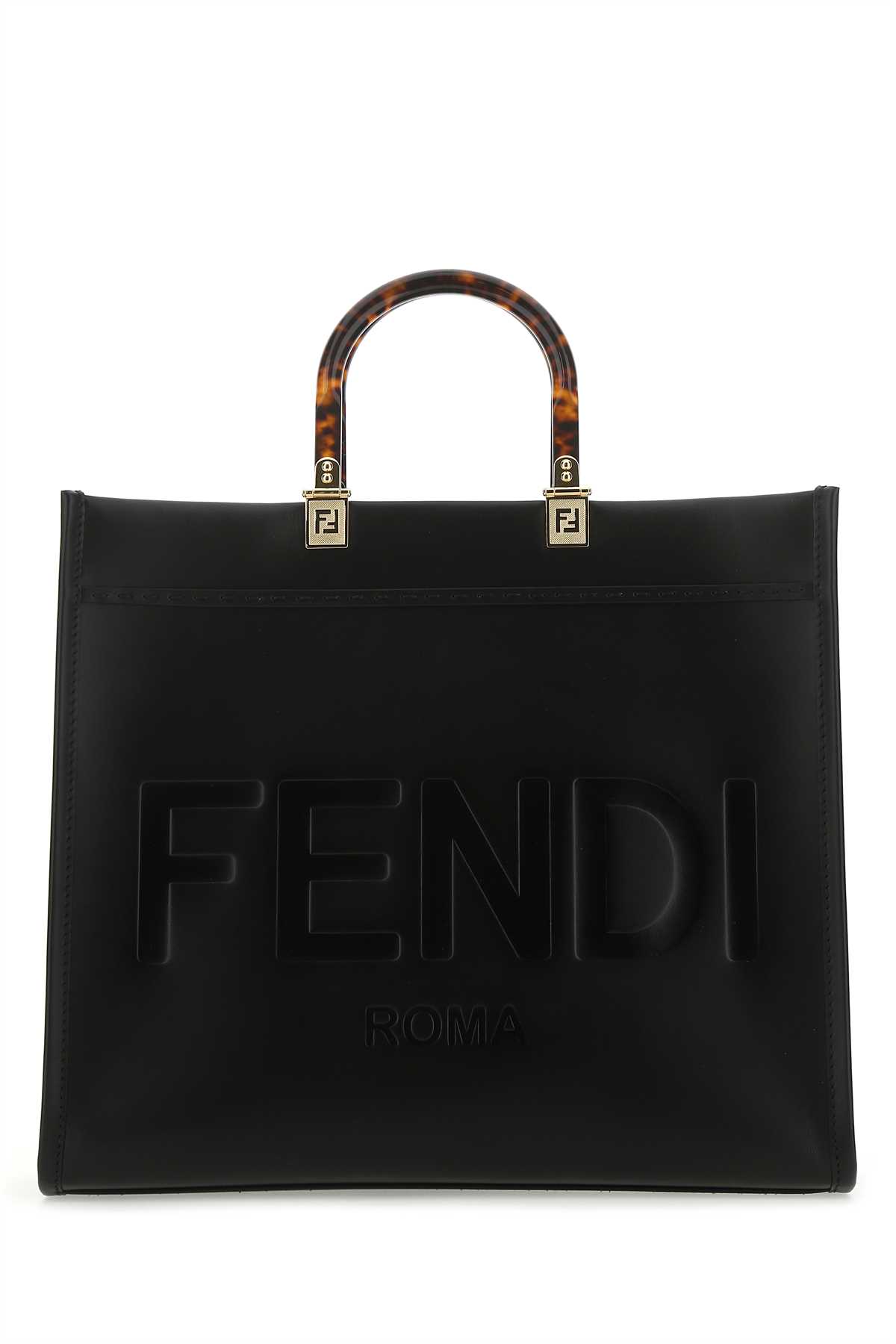 Shop Fendi Black Leather Medium Sunshine Shopping Bag In Nerooro