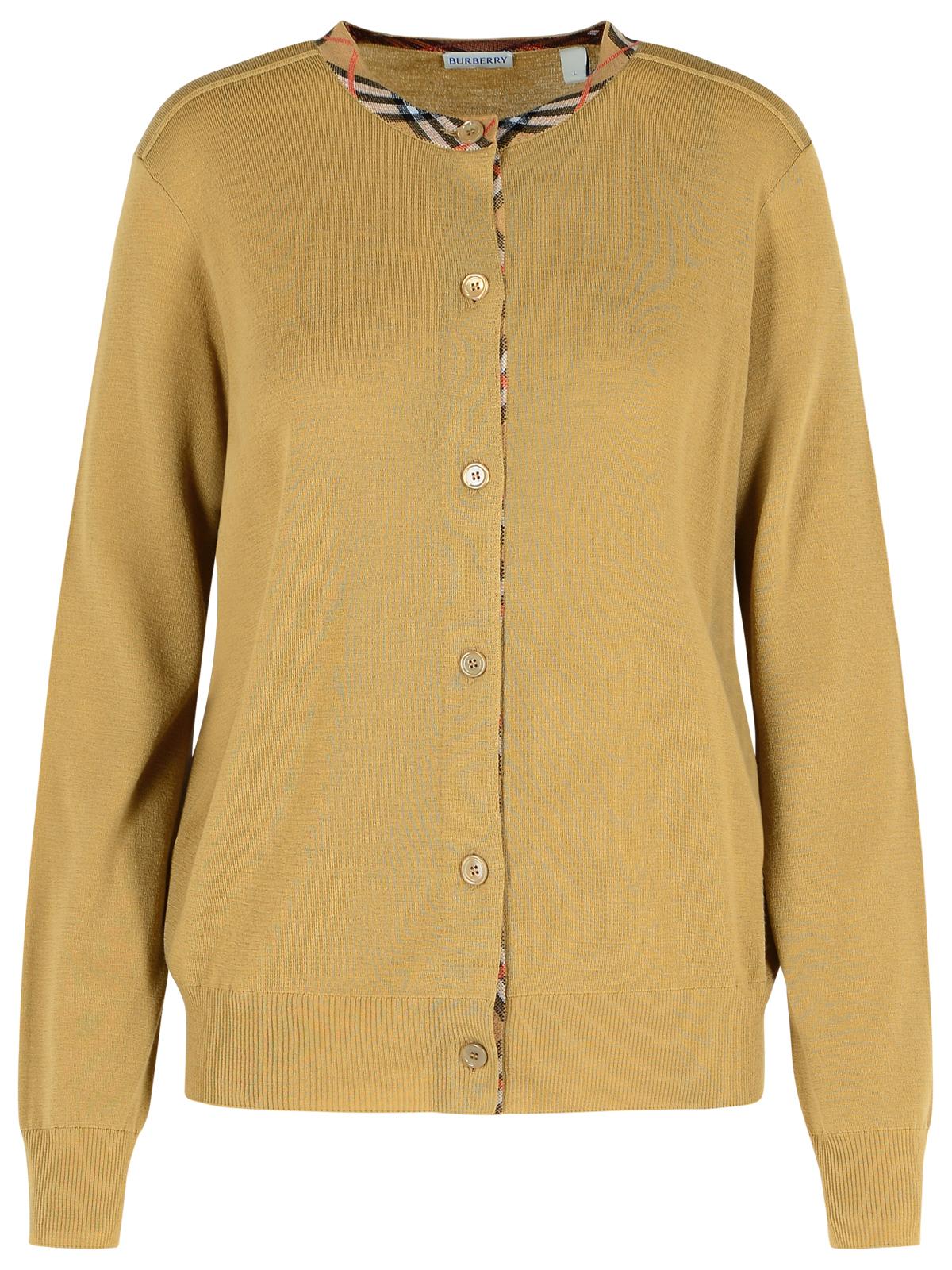 Burberry Check Trim Wool Cardigan In Brown