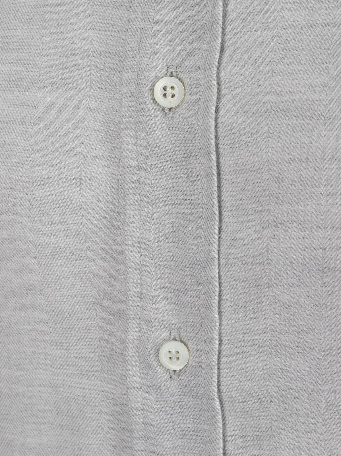 Shop Brunello Cucinelli Herringbone Twill Shirt In Perla