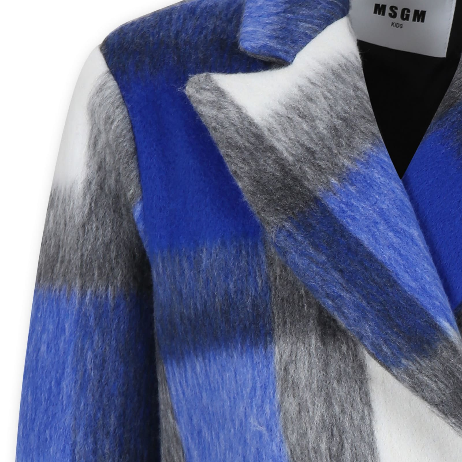 Msgm Blue Coat For Girl With Logo In Blue