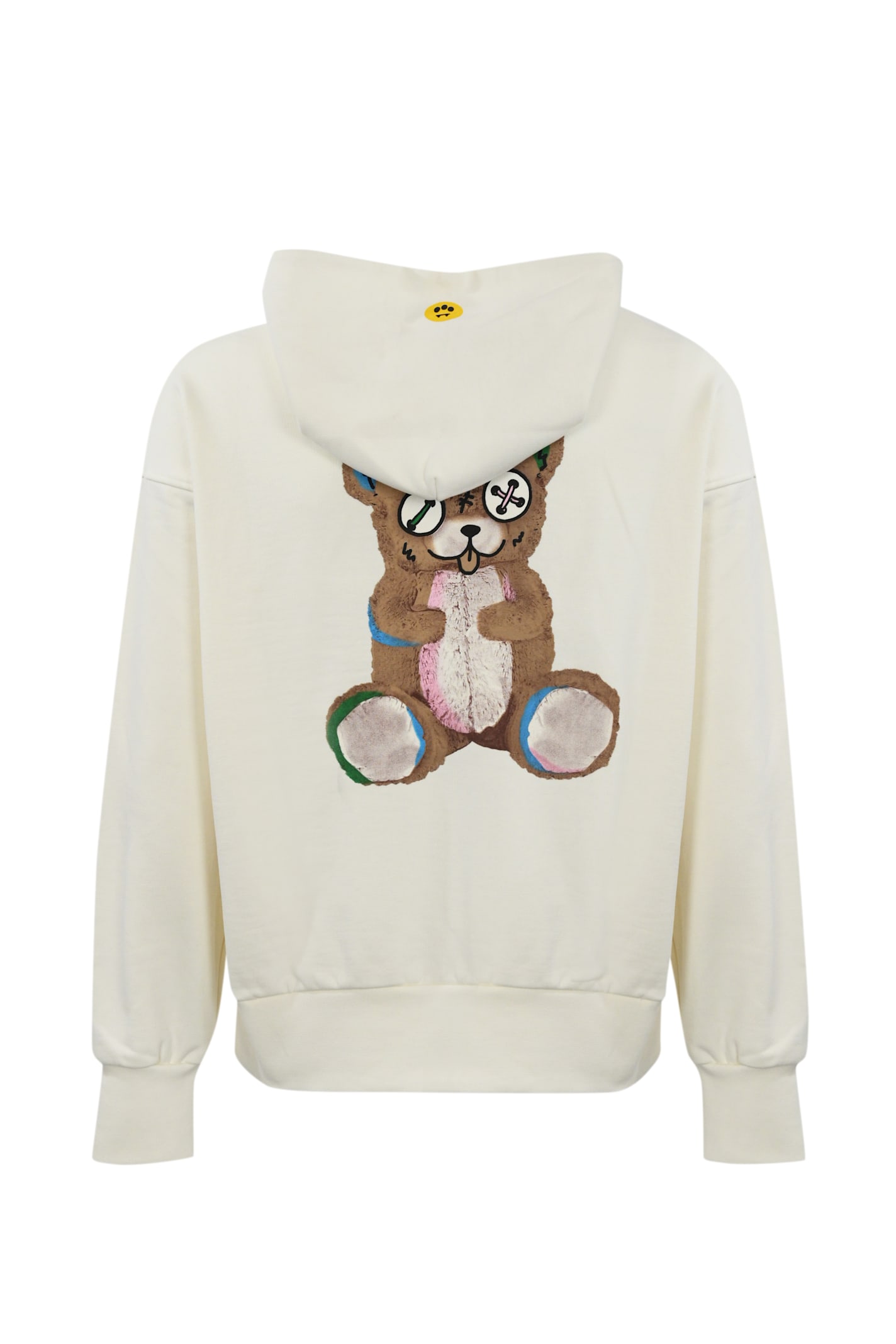Barrow Cotton Hoodie With Teddy Print In Off White