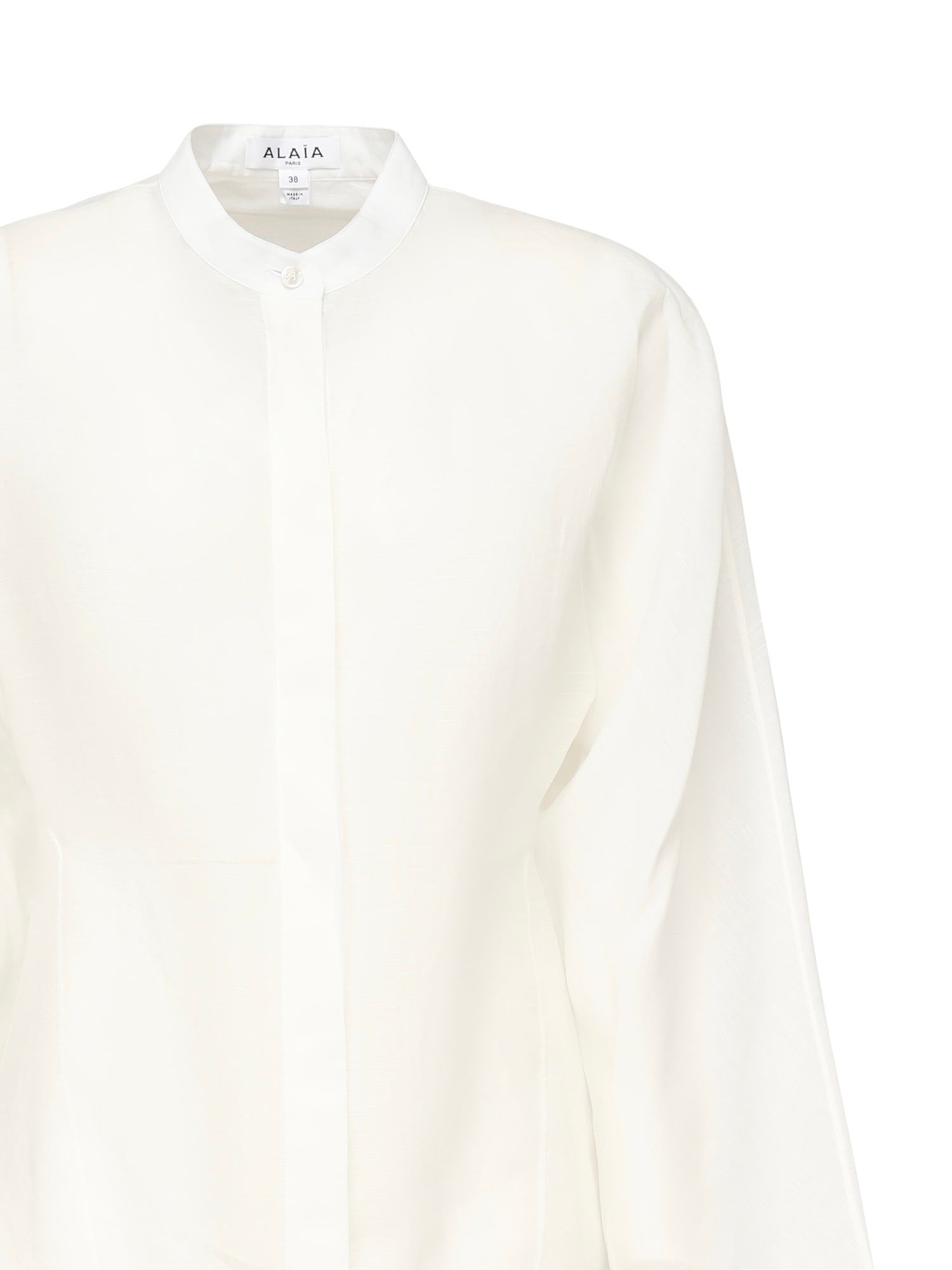 Alaïa Round Blouse In Linen Blend In White