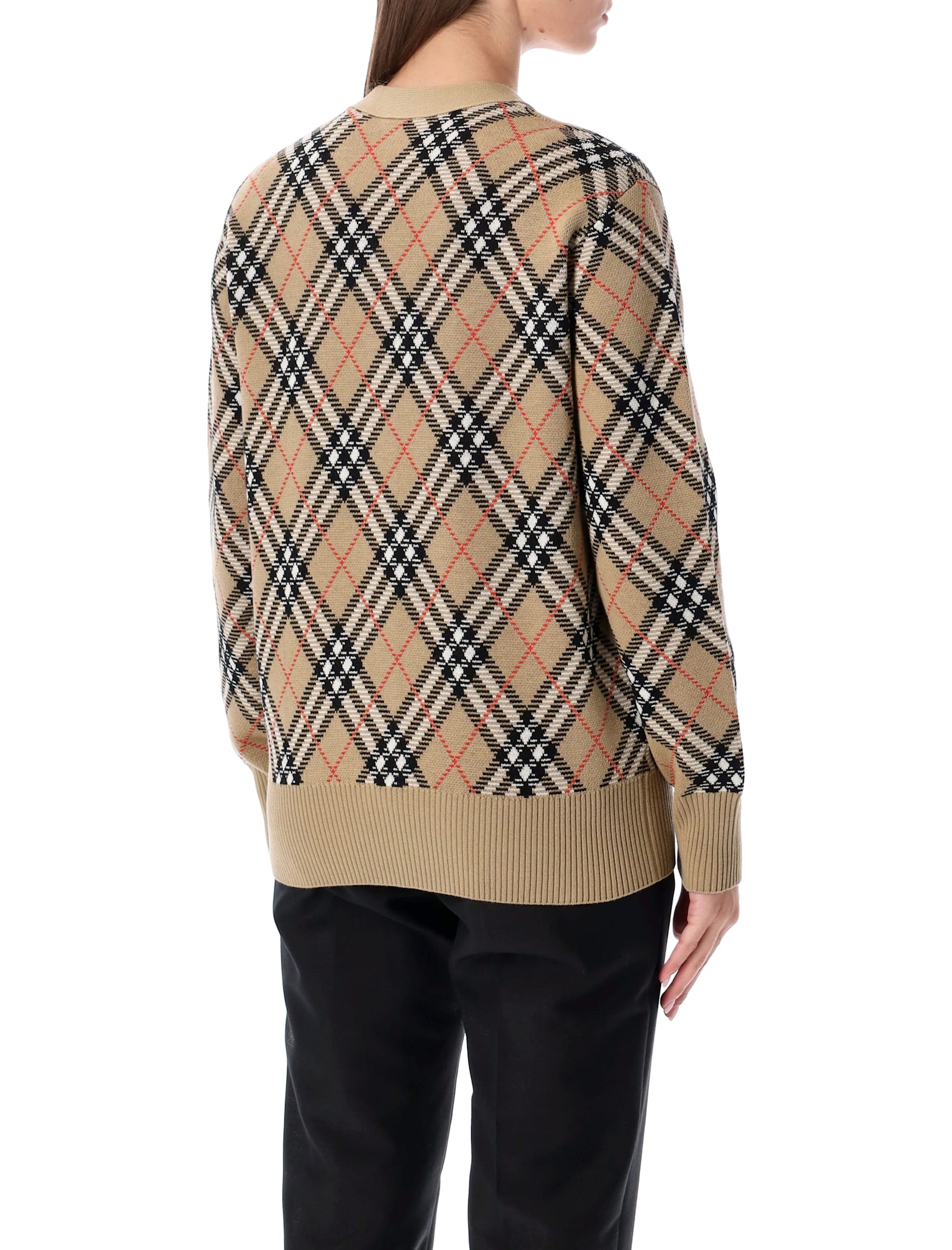 Burberry London Wool Blend Check Cardigan In Neutral