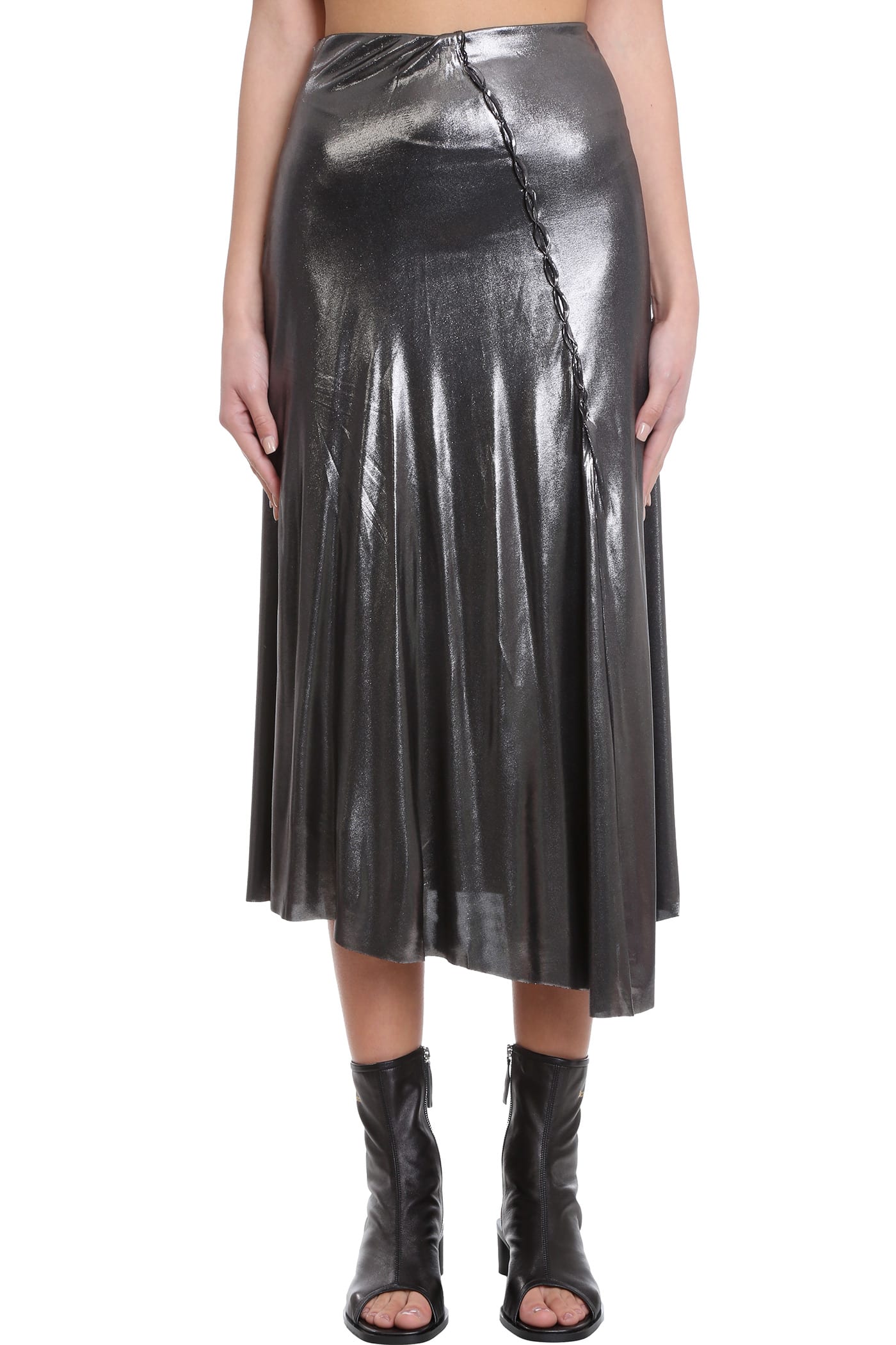 Acne Studios Emina Metallic Skirt In Silver Viscose