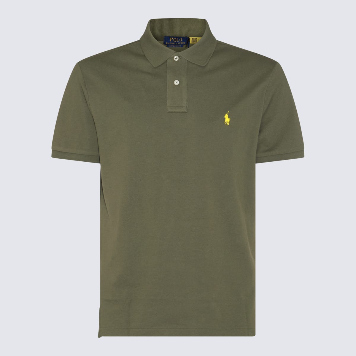 Olive Green And Yellow Cotton Polo Shirt