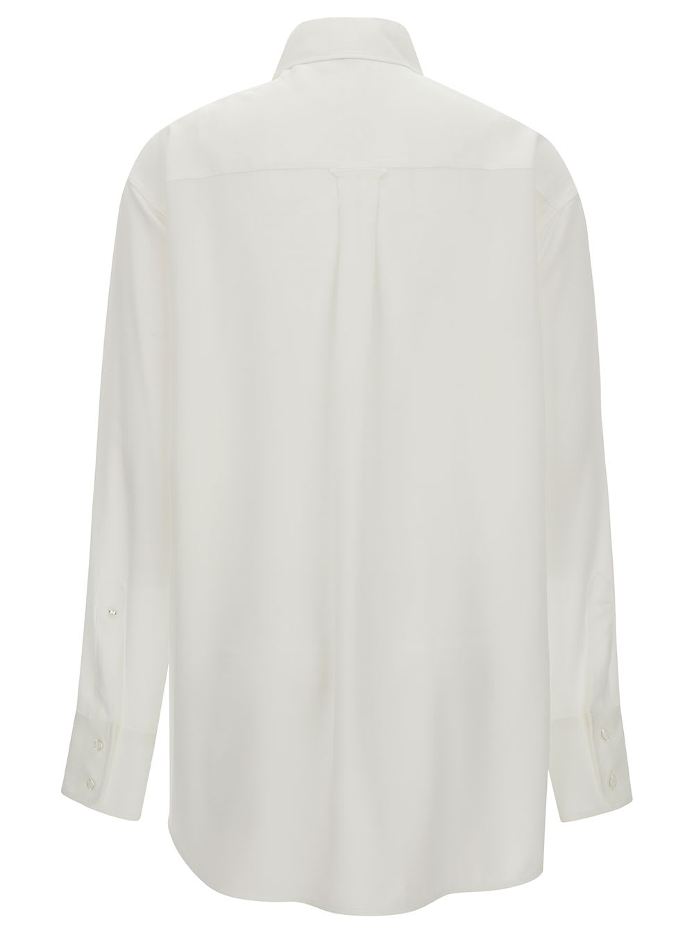 Shop Sportmax Rovigo White Shirt With Pointed Collar In Silk Woman