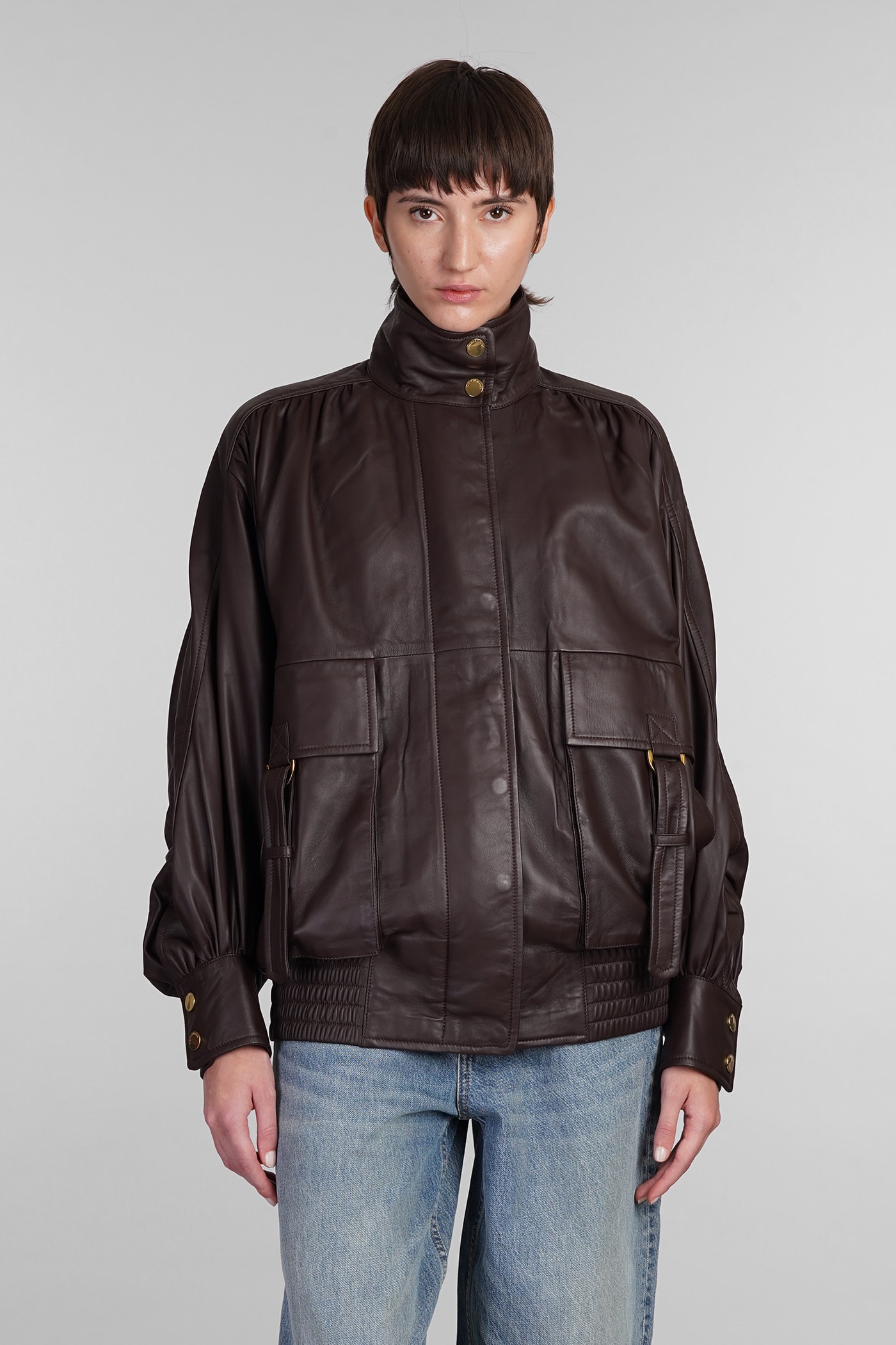 Shop Zimmermann Leather Jacket In Brown Leather