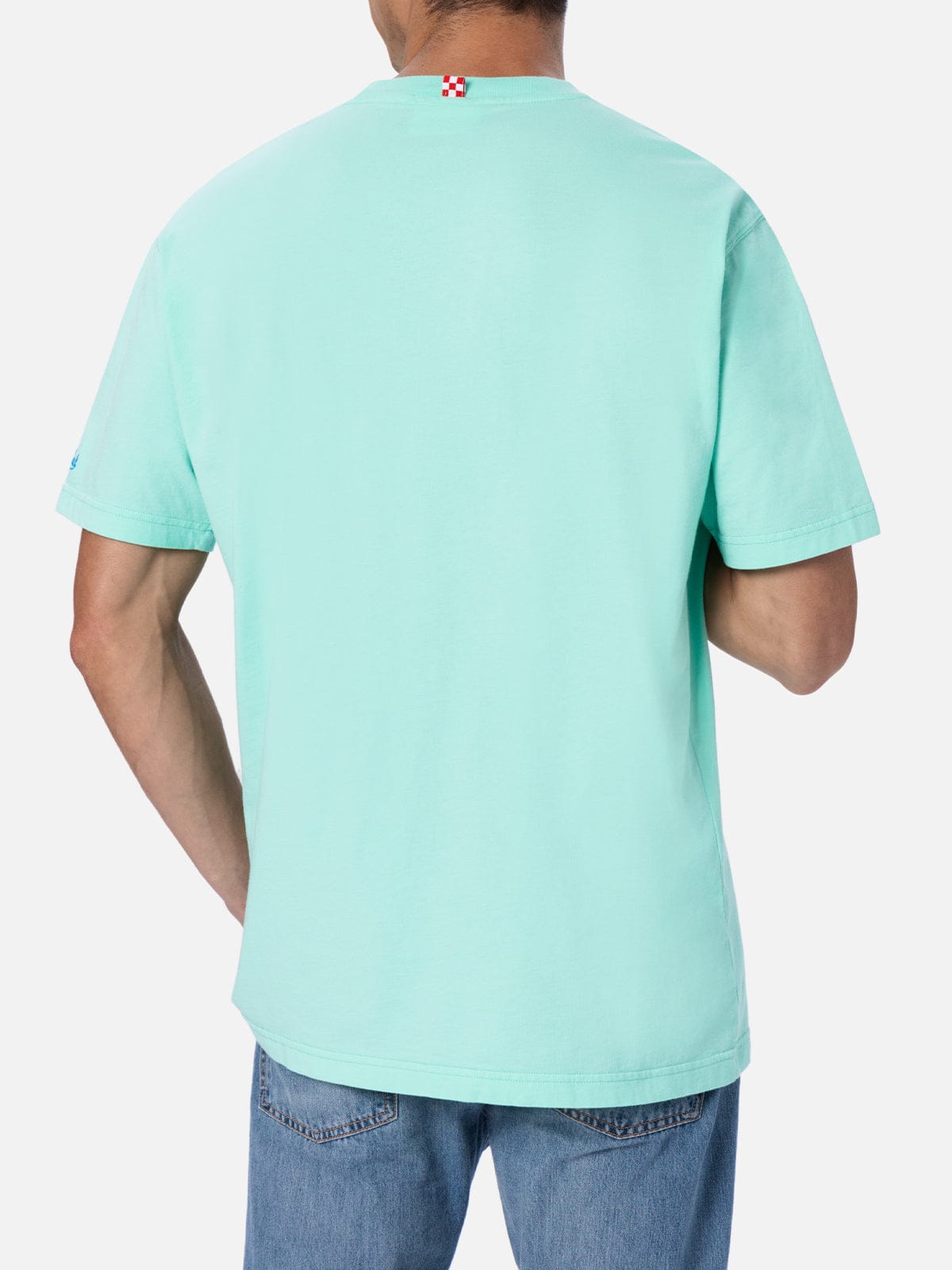 Shop Mc2 Saint Barth Man Classic Fit Cotton Jersey T-shirt Portofino With Gruppo Sanguigno A Peritivo Embroidery In Green
