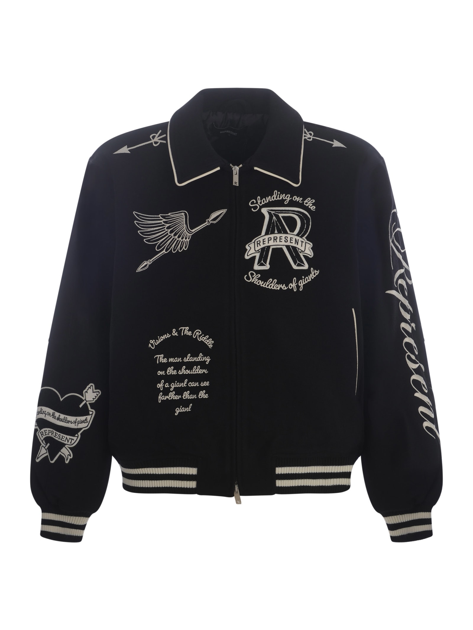 Represent Wool-Blend and Faux Leather Varsity Jacket - S