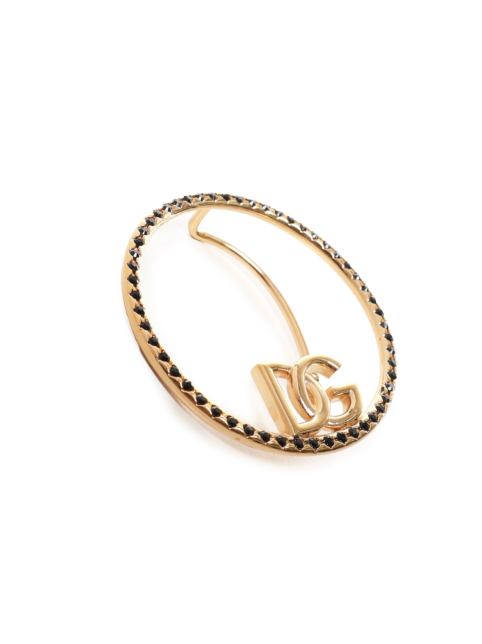 Dolce & Gabbana Ear Cuff Earrings With Dg Logo And Rhinestones