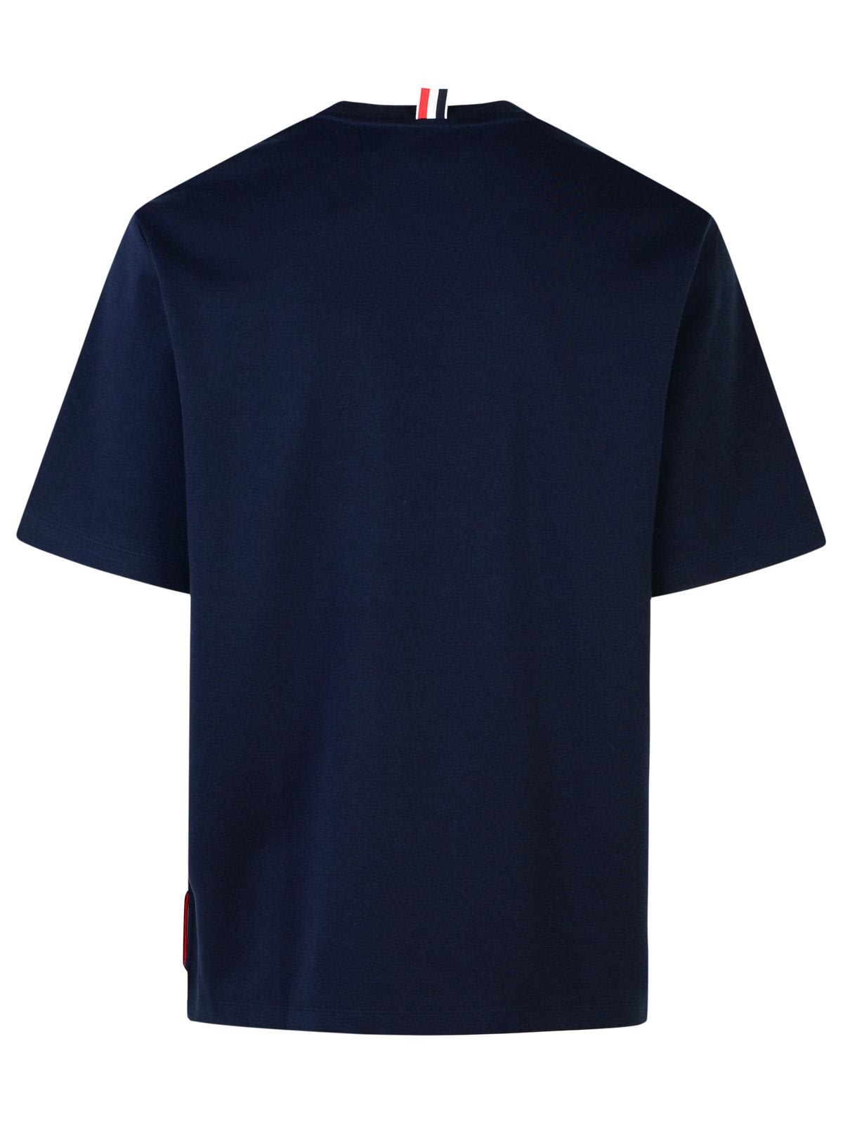 Shop Thom Browne Milano Over Navy Cotton T-shirt