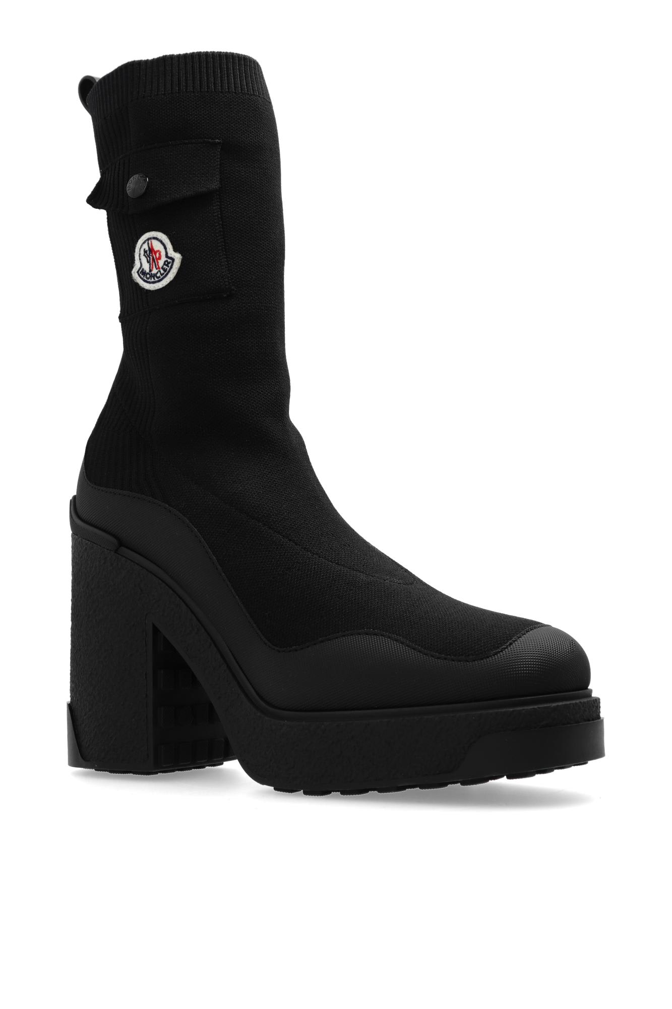 Shop Moncler Splora Heeled Ankle Boots In Black